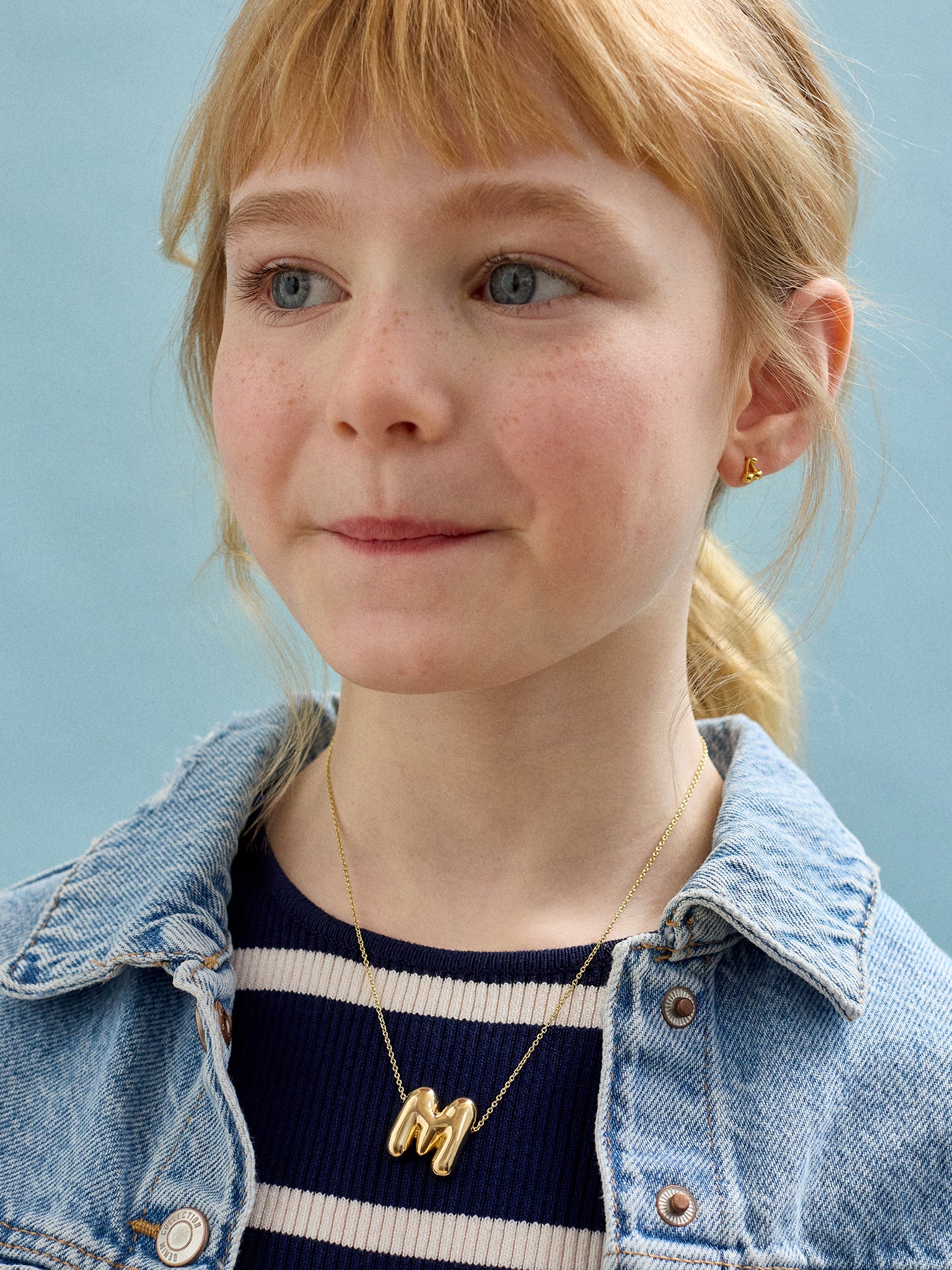 Premium Kids' Bubble Initial Necklace - Personalized Gold Charm