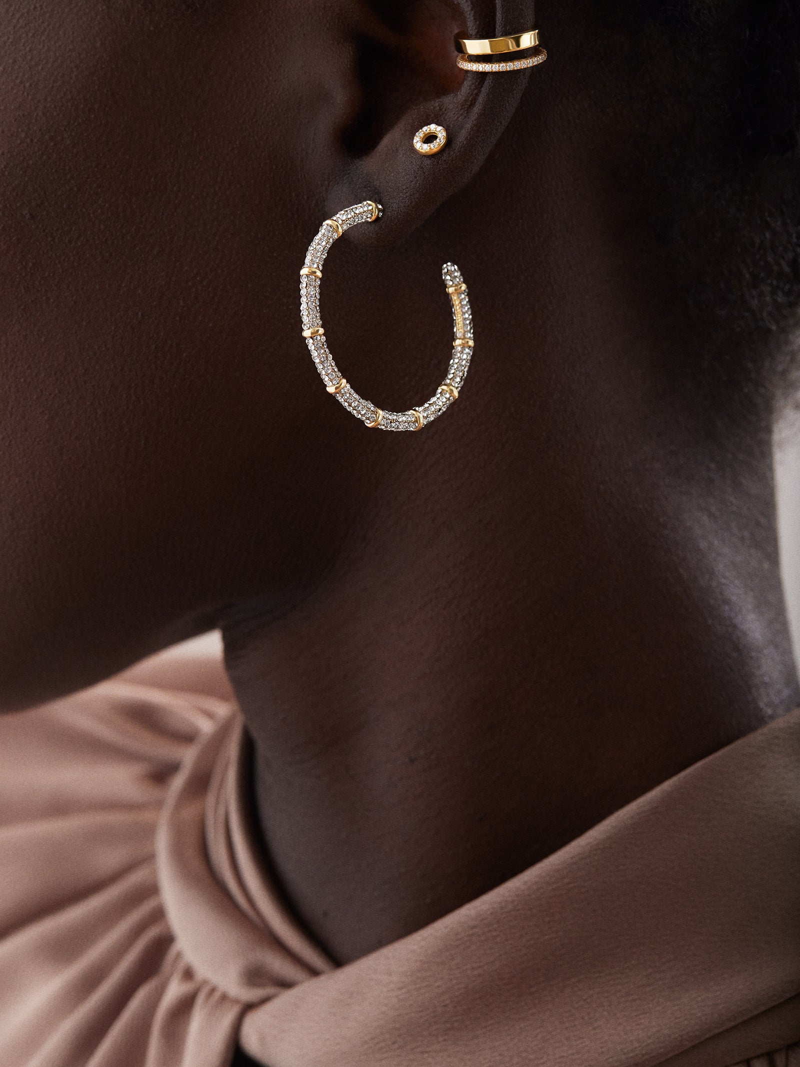 Premium Clarissa Hoop Earrings - Gold & Pavé