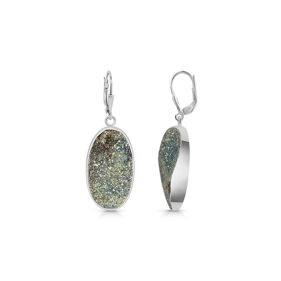 Premium Spectropyrite Druzy Earrings - Elegant Statement Jewelry (SPD-E-27)