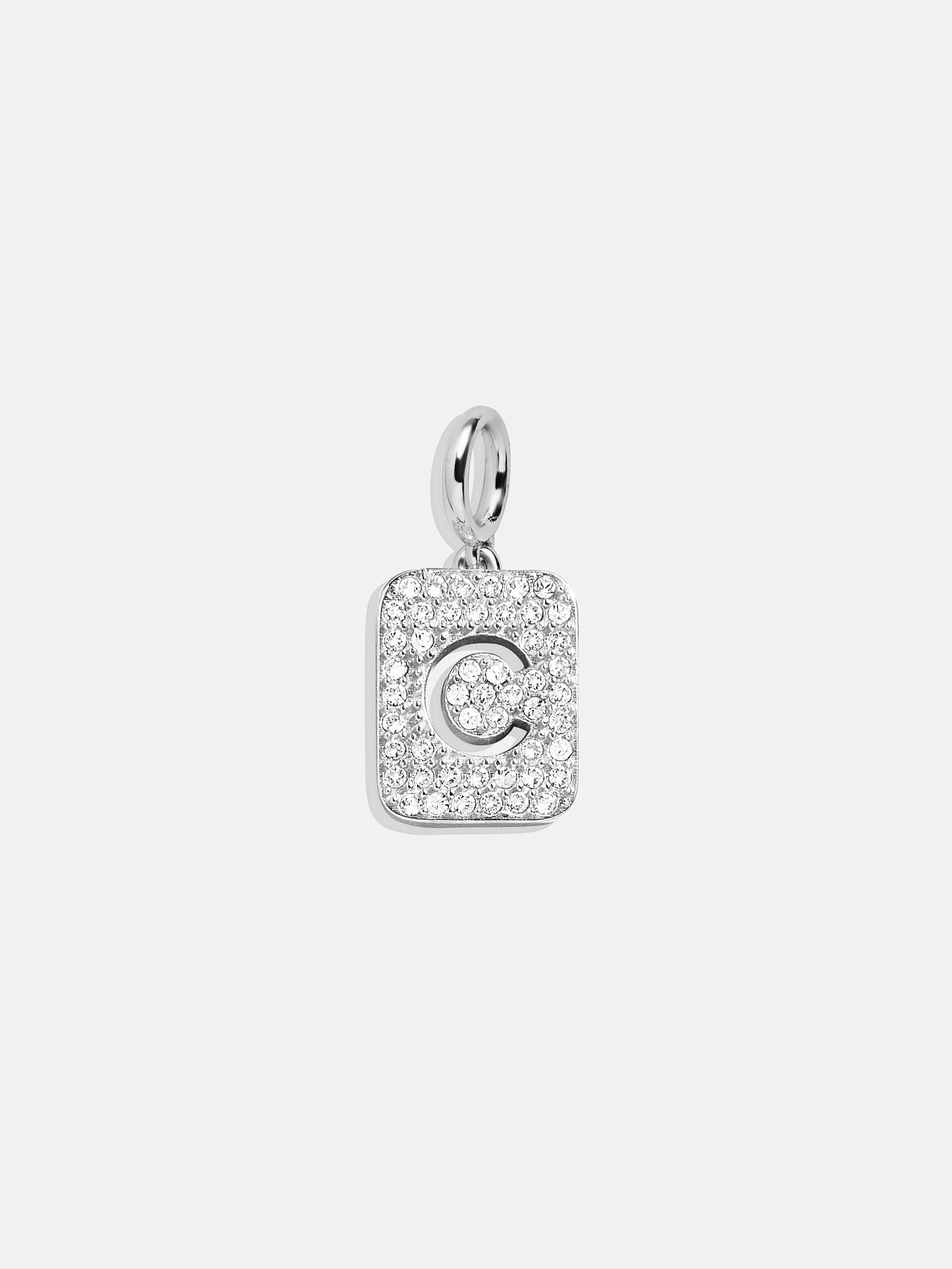 Premium Silver Block Pave Cluster Charm Necklace