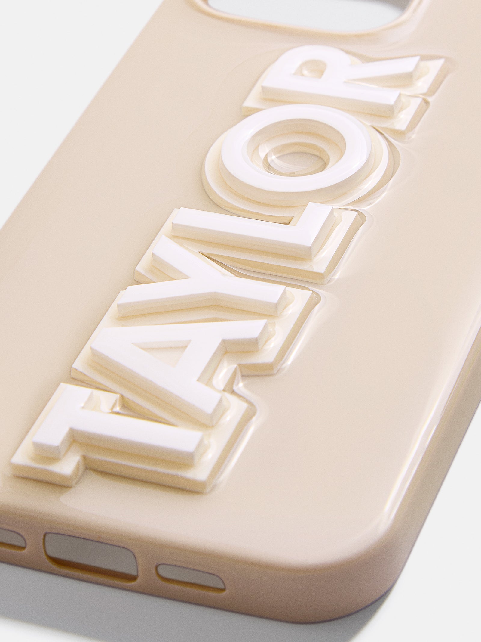 Premium Custom iPhone Case - 3D Block Font Design in Beige/White