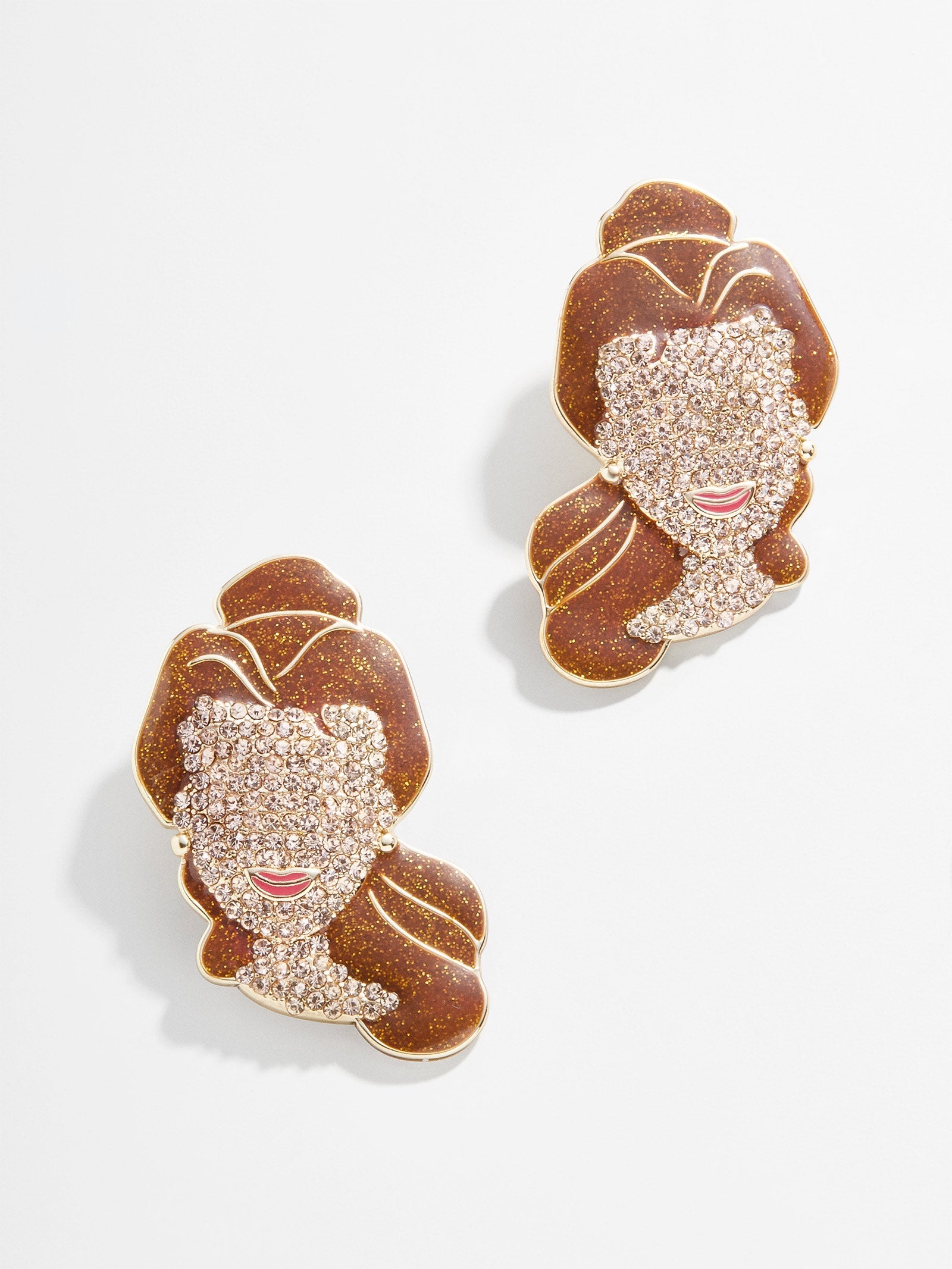 Premium Belle Disney Stud Earrings - Gold Finish