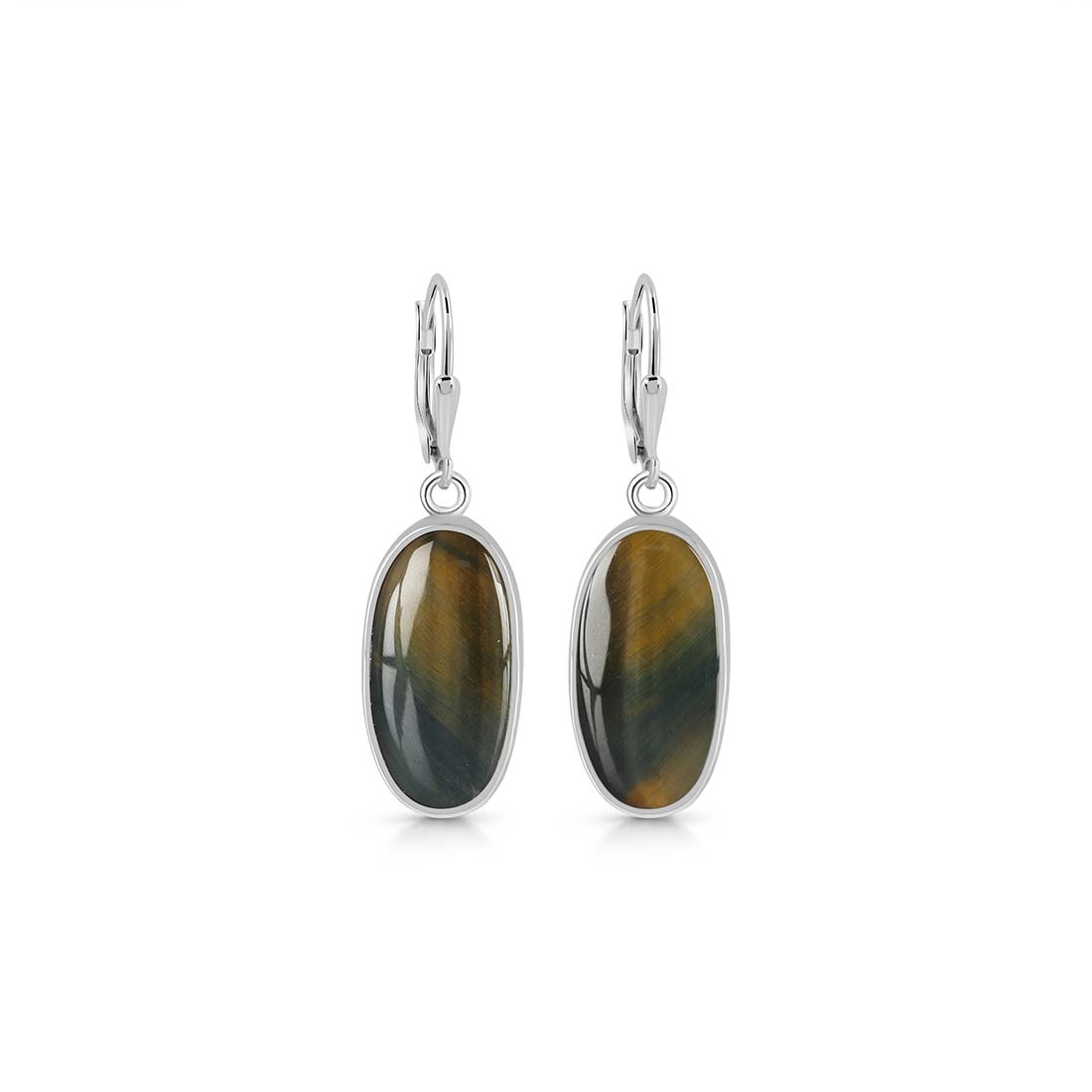 Premium Blue Tiger Eye Statement Earrings - Sagacia Jewelry