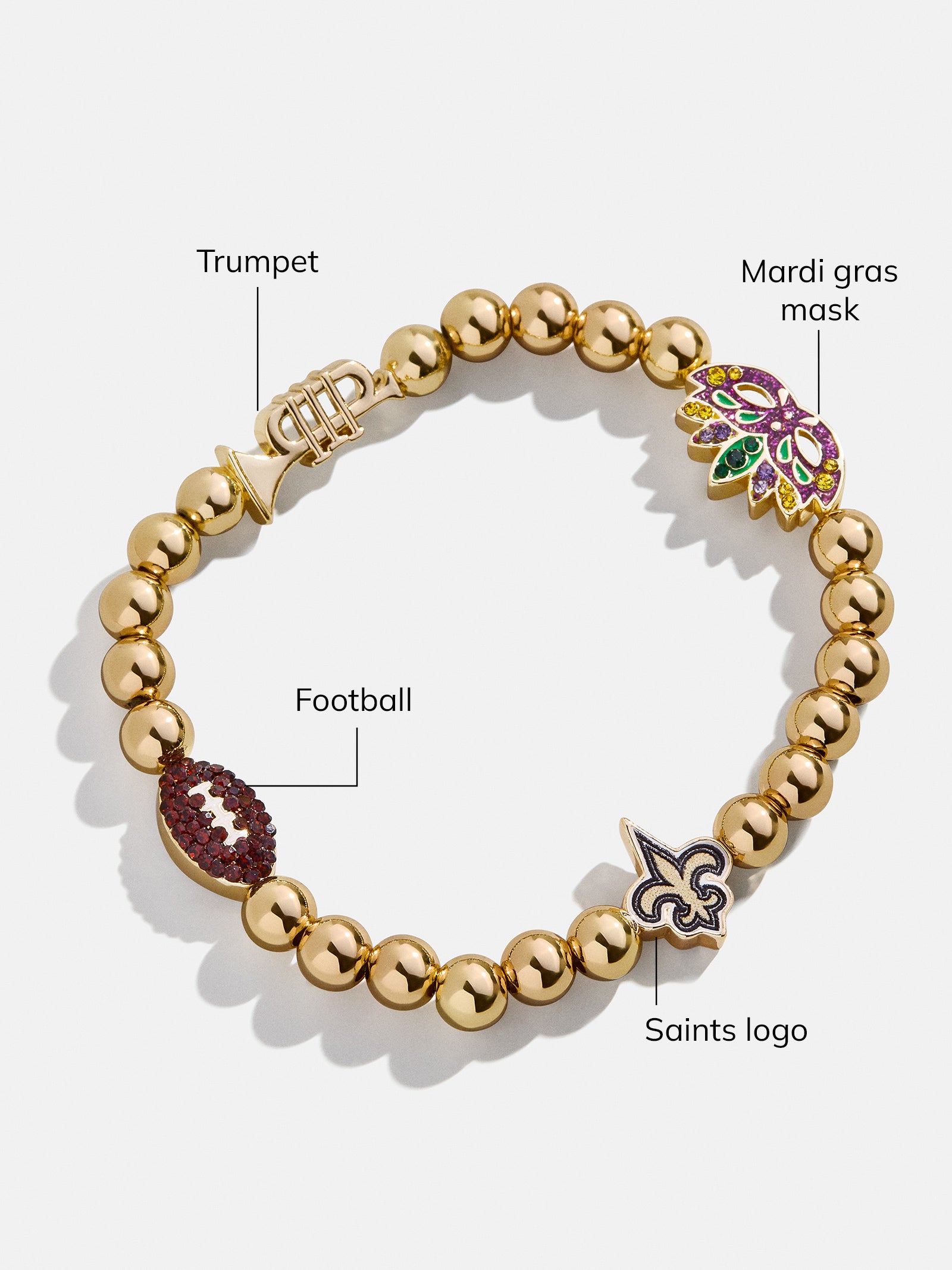 Premium New Orleans Saints NFL Charm Bracelet - Official Team Jewelry