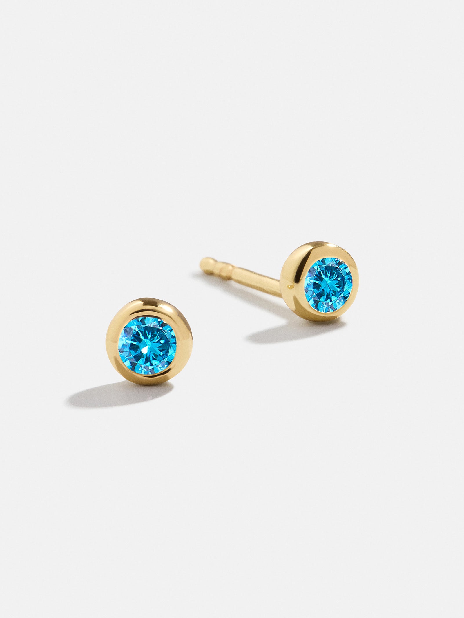 Premium 18K Gold Blue Zircon Birthstone Stud Earrings - Ultimate Personal Style