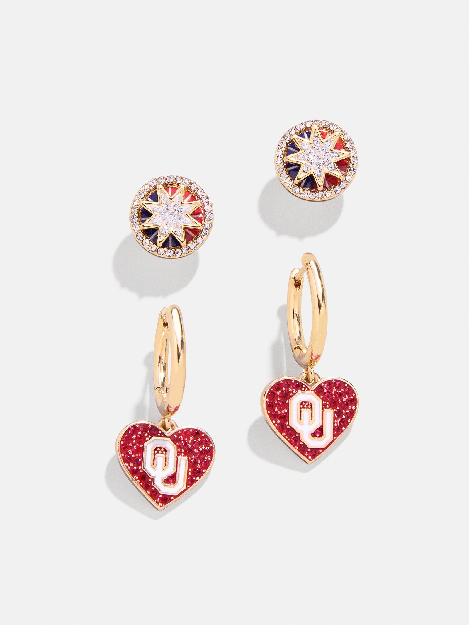 Premium University of Oklahoma Earring Set - Crimson & Cream OU Fan Jewelry