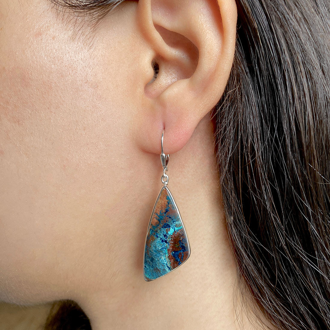 Premium Shattuckite Statement Earrings - Elegant Earthy Style