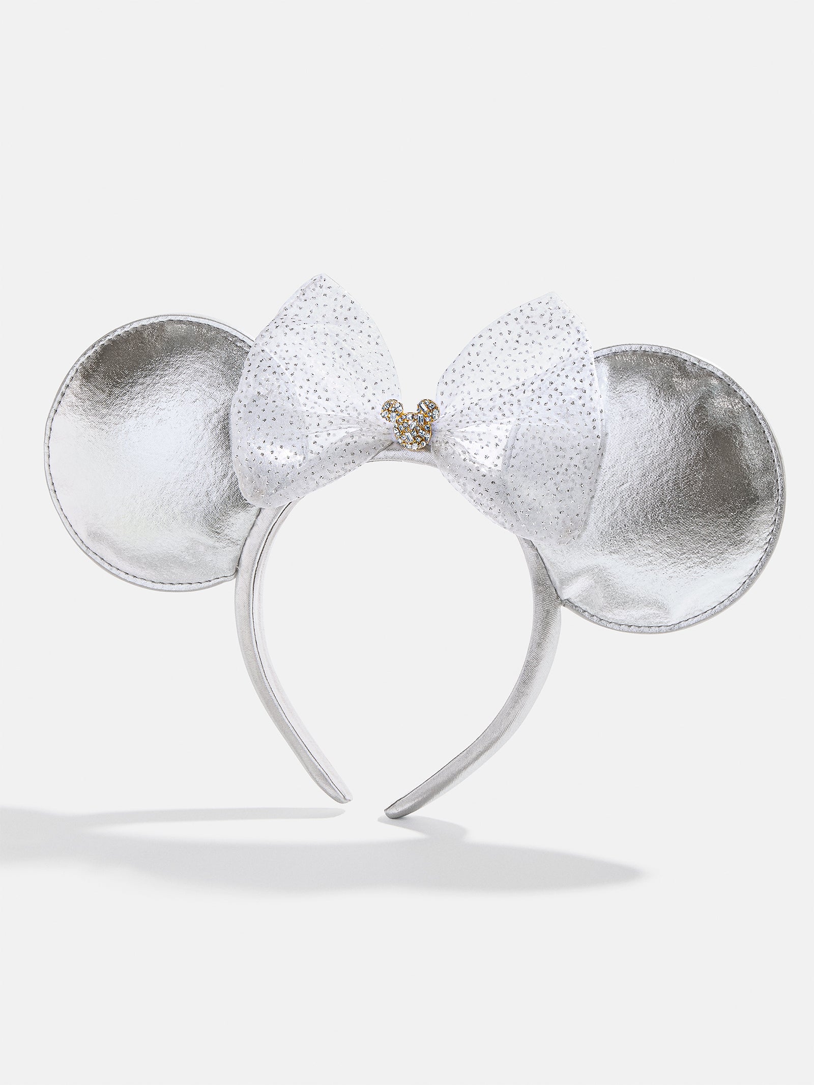 Premium Disney Minnie Mouse Silver Ears Headband with Bow