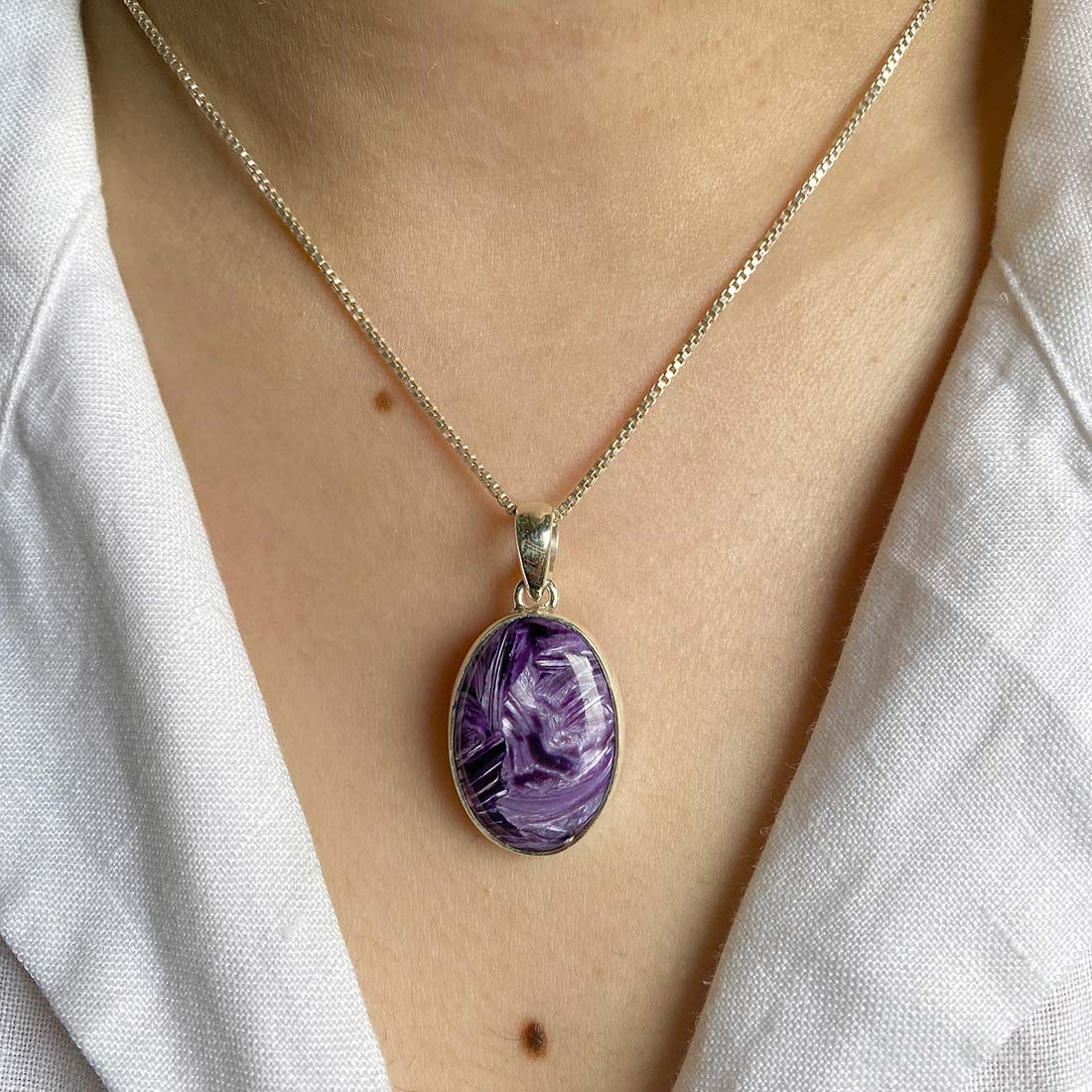 Premium Charoite Statement Pendant - Elegant Purple Jewelry (CHR-P-47)