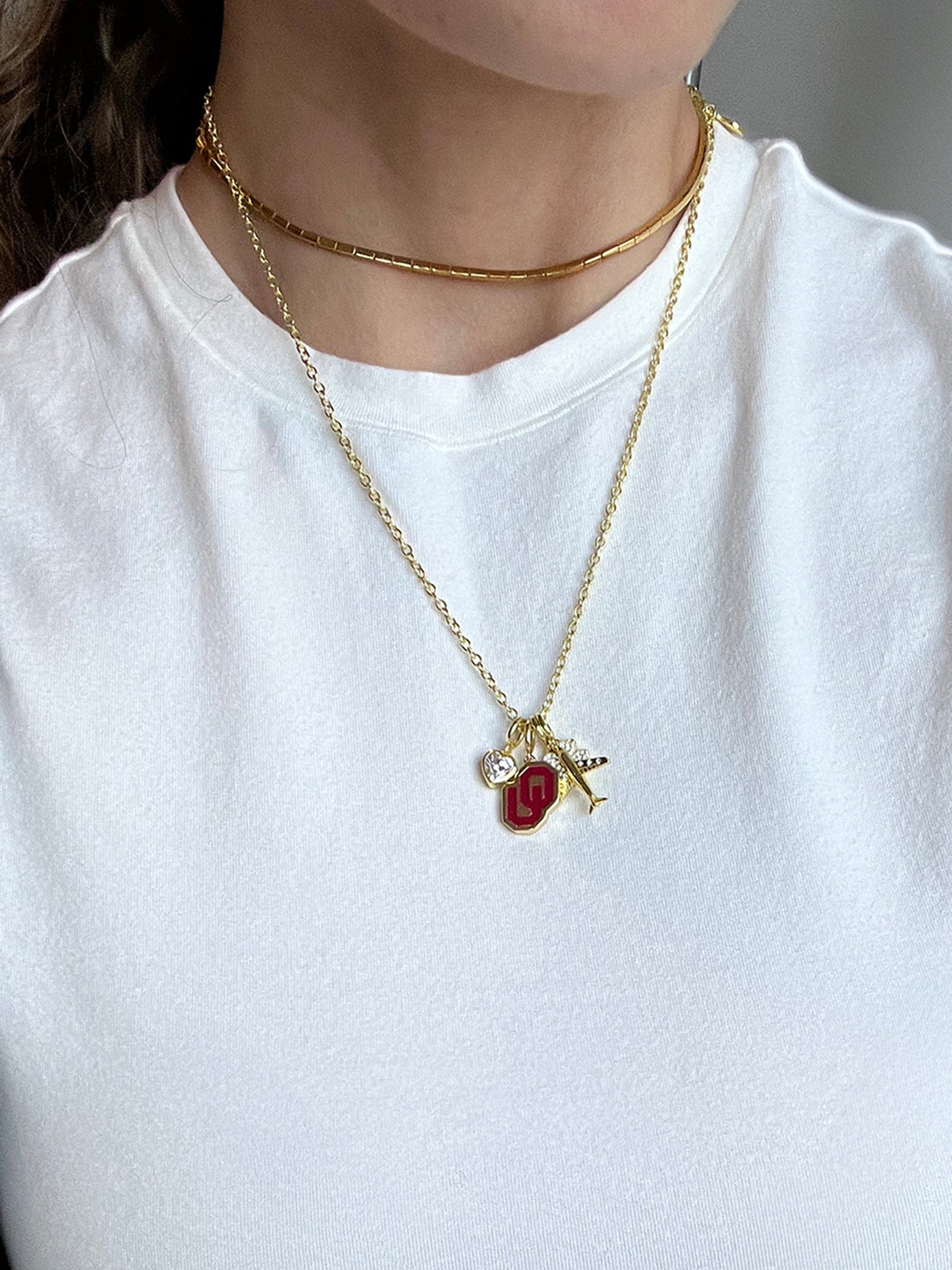 Premium University of Oklahoma Cluster Charm Necklace - Ultimate Fan Collection