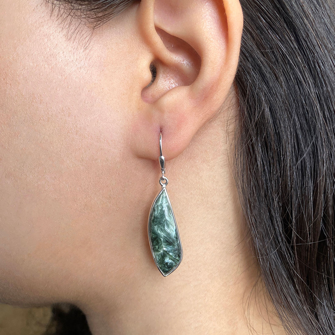 Premium Seraphinite Statement Earrings - SER-E-6