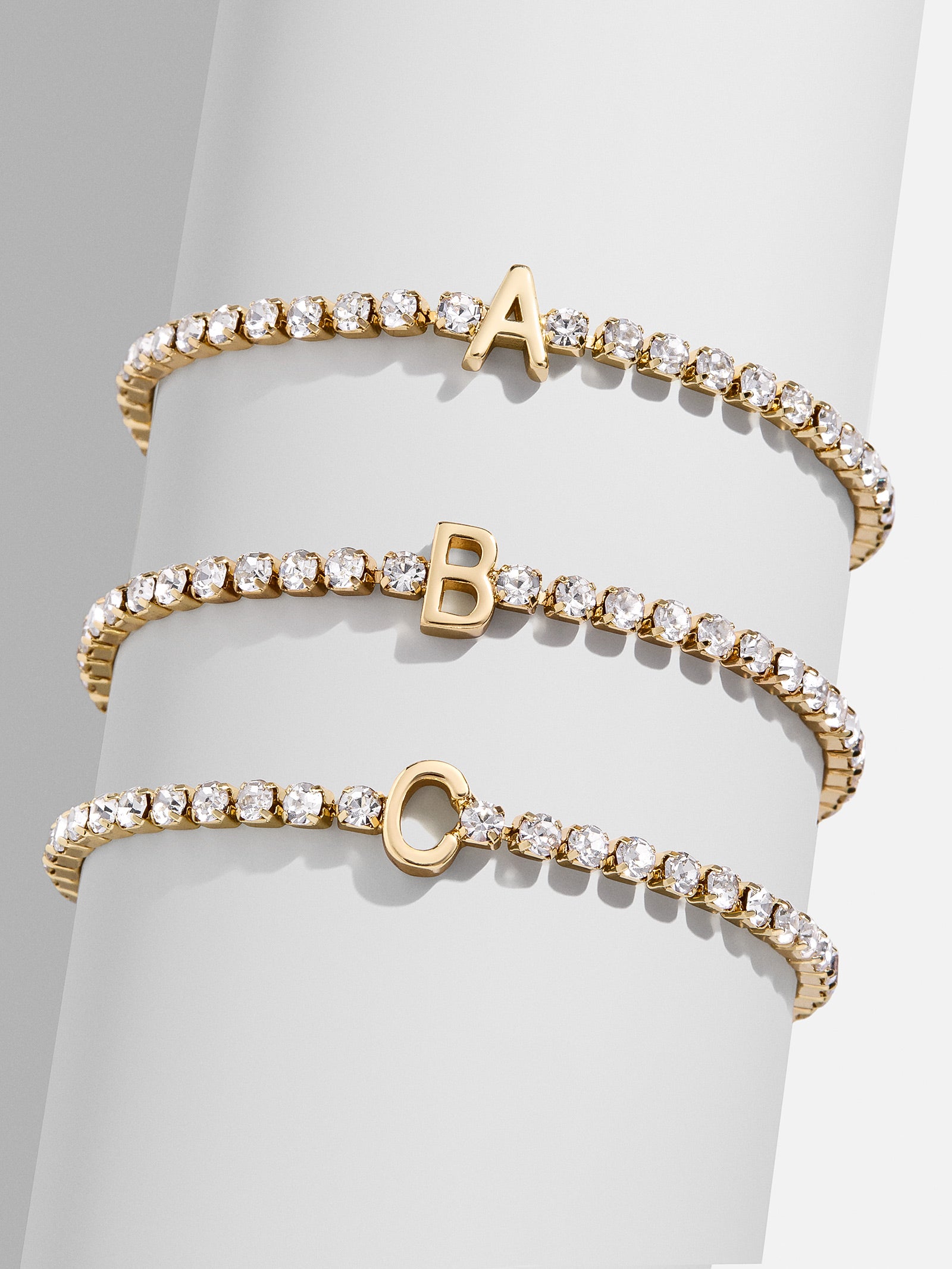 Premium Lyanna Initial Tennis Bracelet - Gold/Pavé