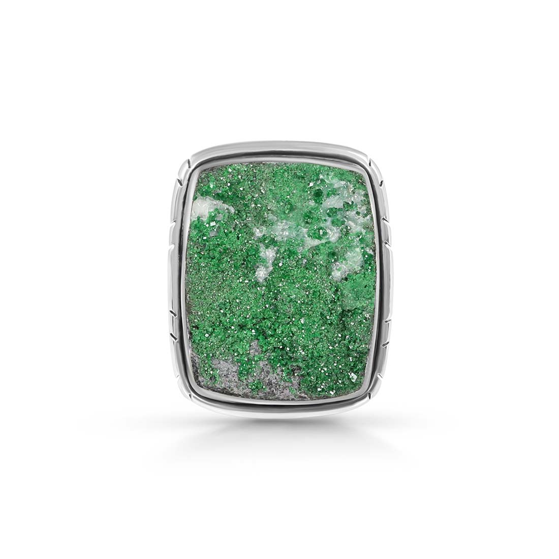 Premium Uvarovite Druzy Statement Ring - Elegant Green Gemstone Jewelry