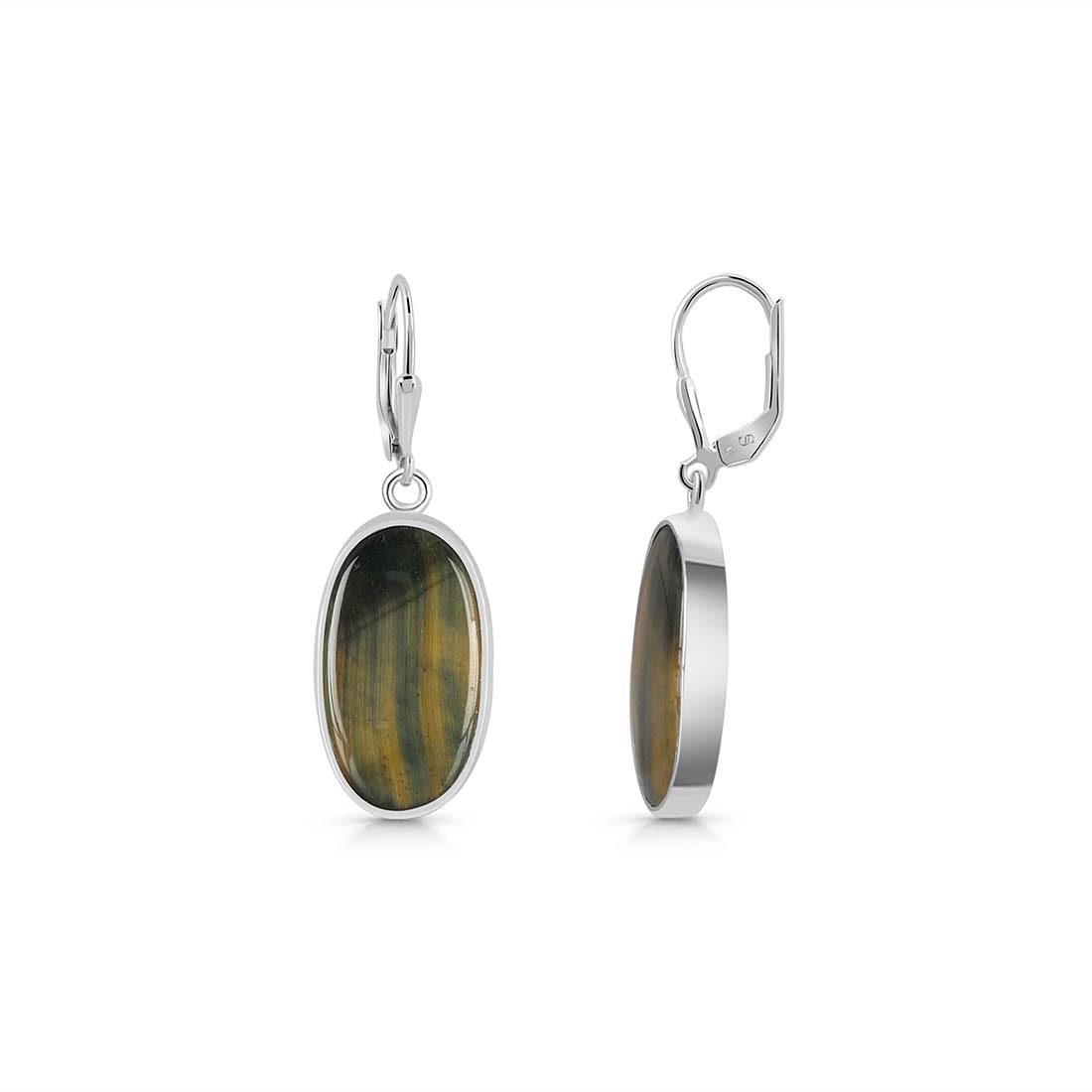 Premium Blue Tiger Eye Statement Earrings - Sagacia Jewelry