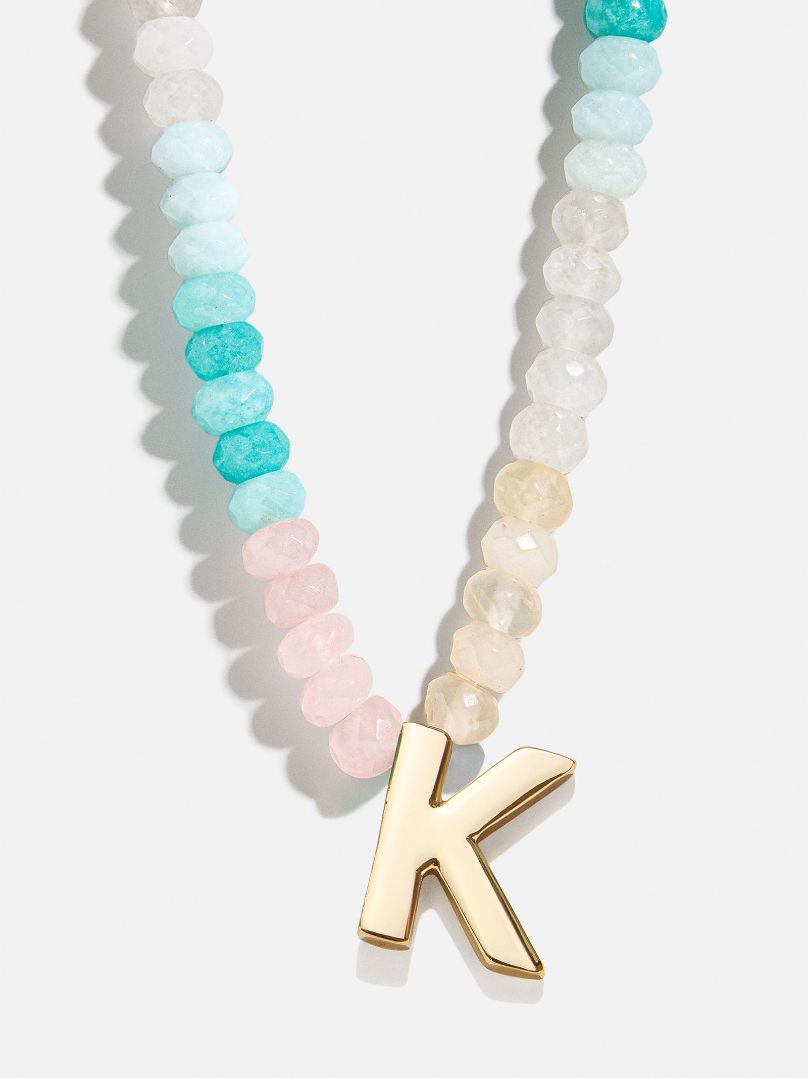 Premium Custom Initial Necklace with Semi-Precious Stones - Light Multi