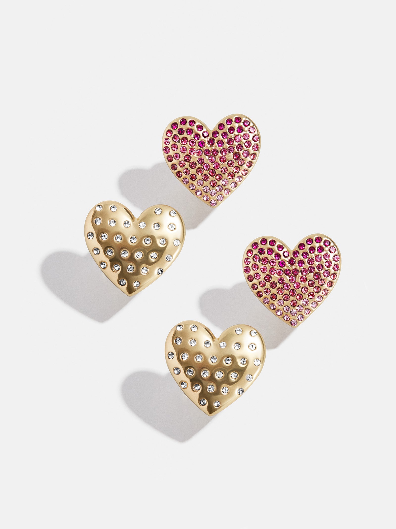 Premium Heart To Heart Kids' Clip-On Earring Set - Sparkling Pavé Heart Studs