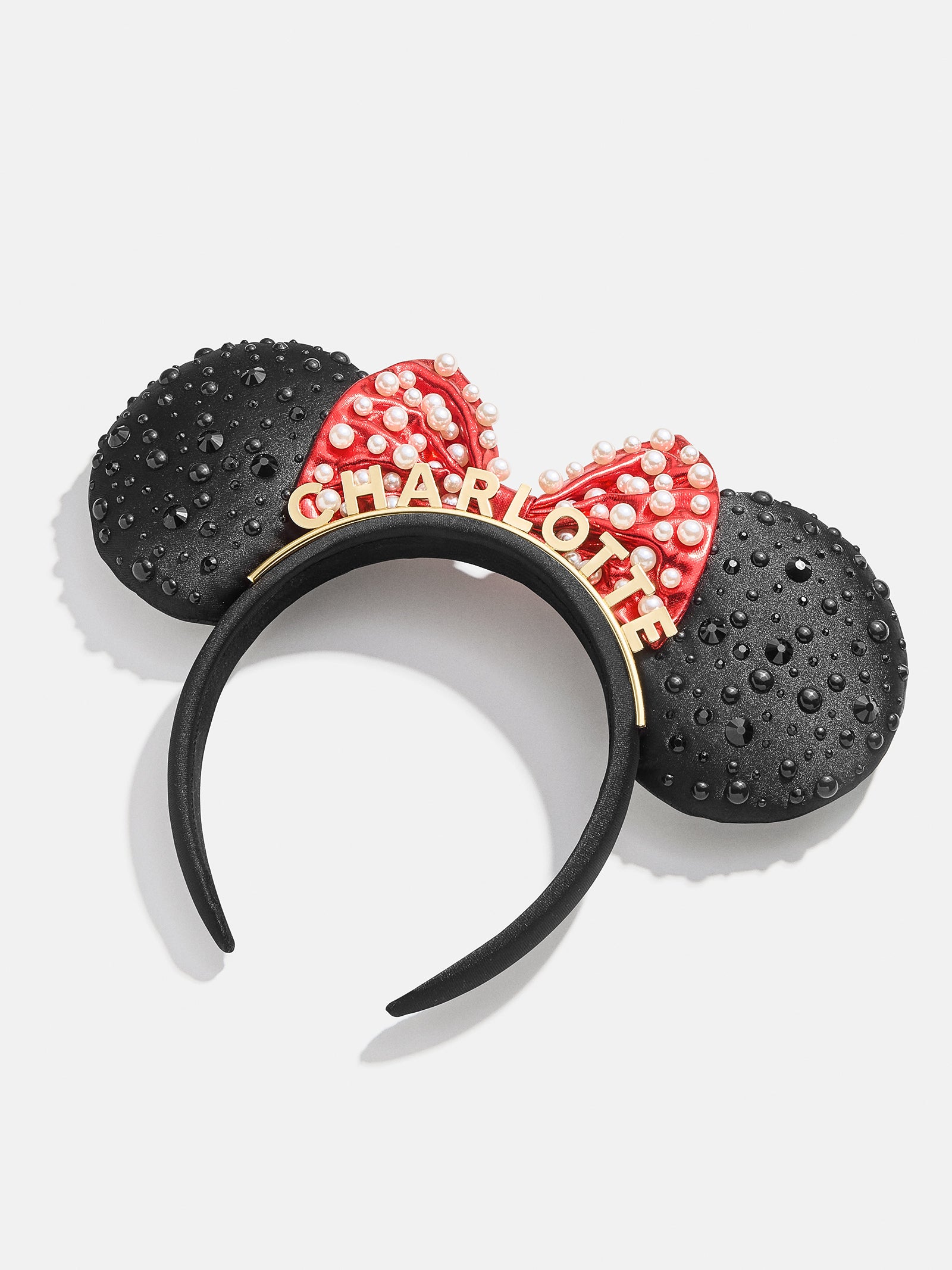 Premium Custom Disney Minnie Mouse Ears Headband - Personalized Black/Red Design