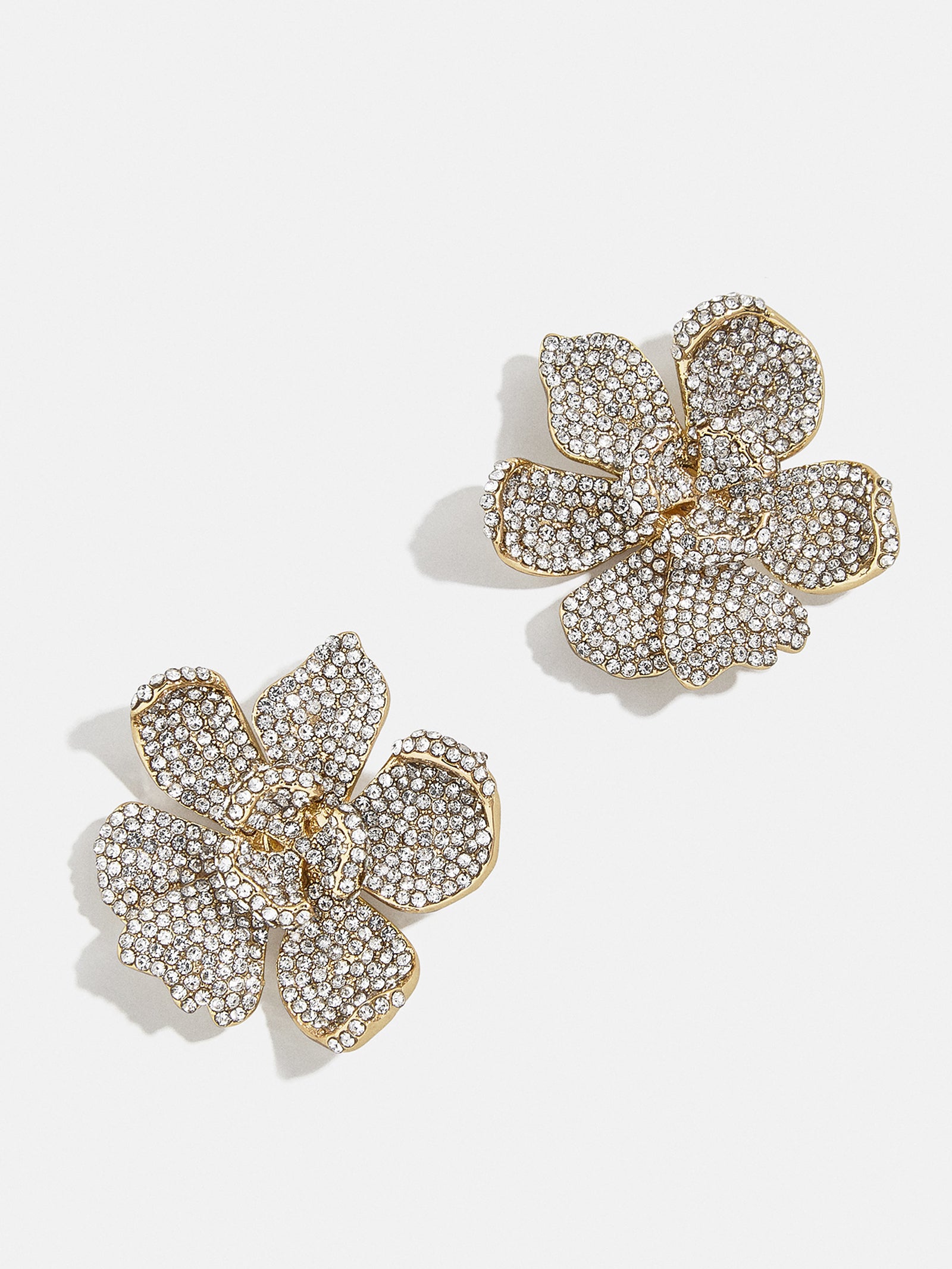 Premium Daffodil Stud Earrings - Gold with Sparkling Pavé Stones