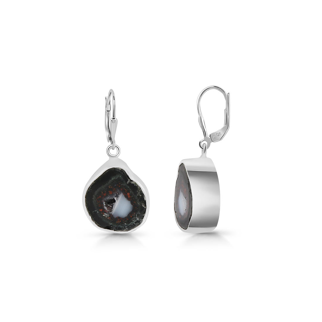 Premium Coconut Geode Statement Earrings - Elegant 925 Sterling Silver