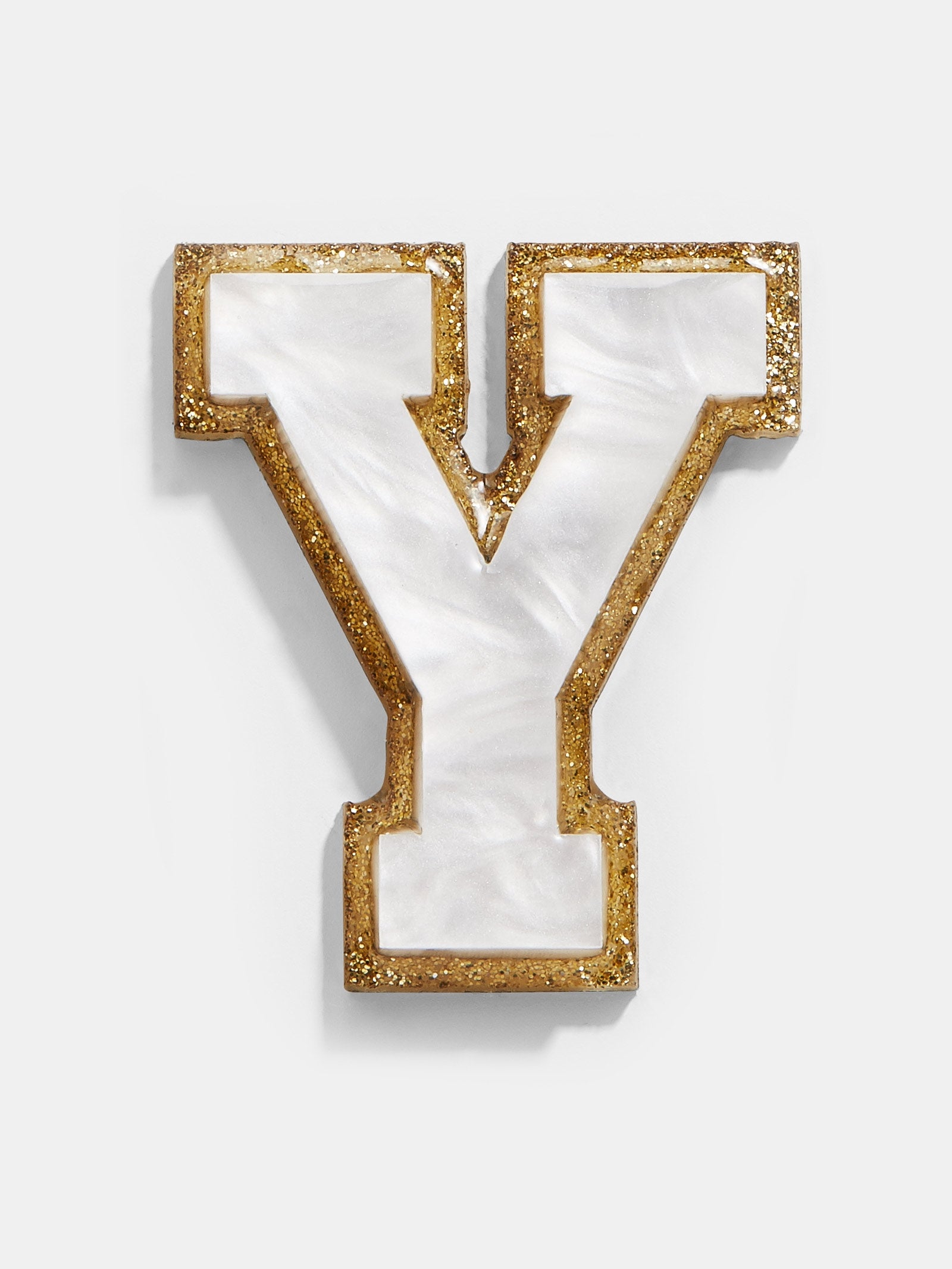 Premium Varsity Initial Sticker - White/Gold | Personalize Your Style