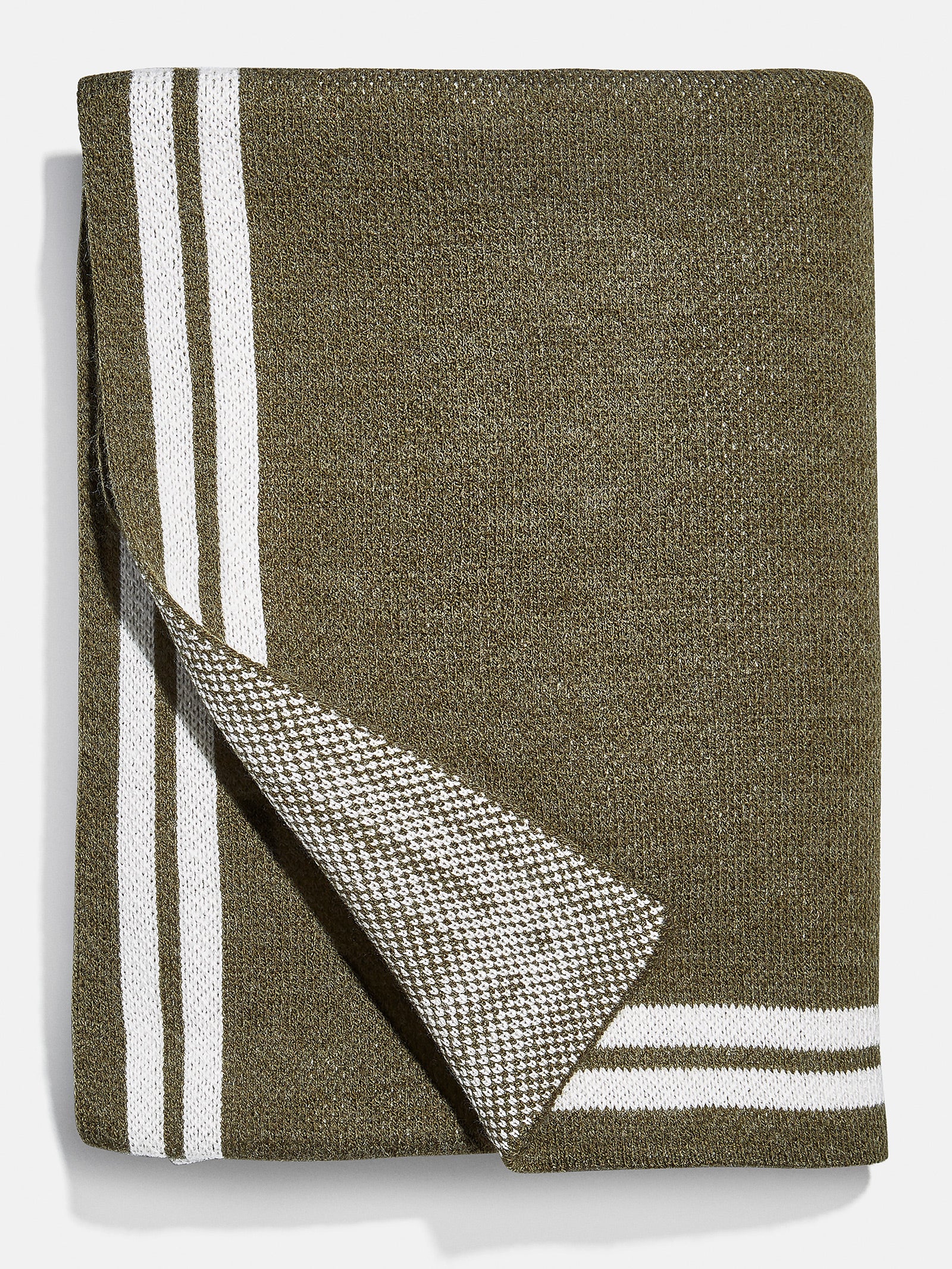 Premium Personalized Stripes Blanket - Natural / Olive