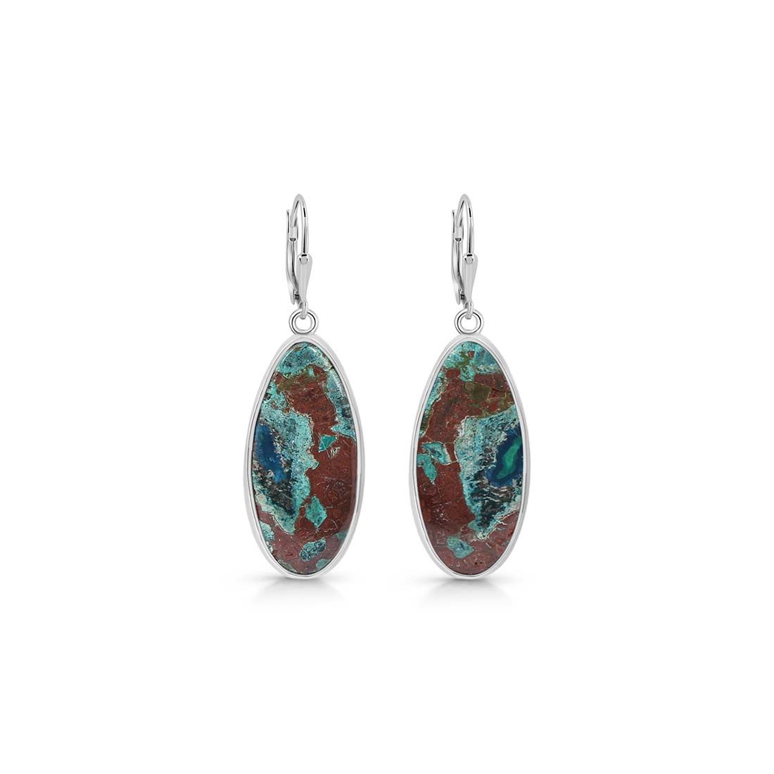 Premium Shattuckite Statement Earrings - Elegant Sterling Silver Design (STK-E-8)