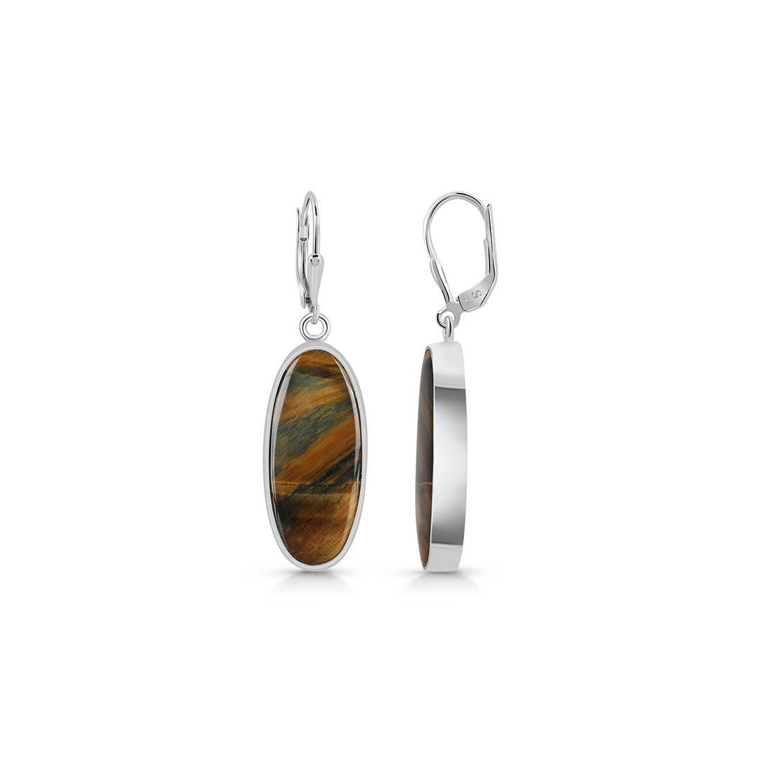 Premium Blue Tiger Eye Statement Earrings - BTE-E-11