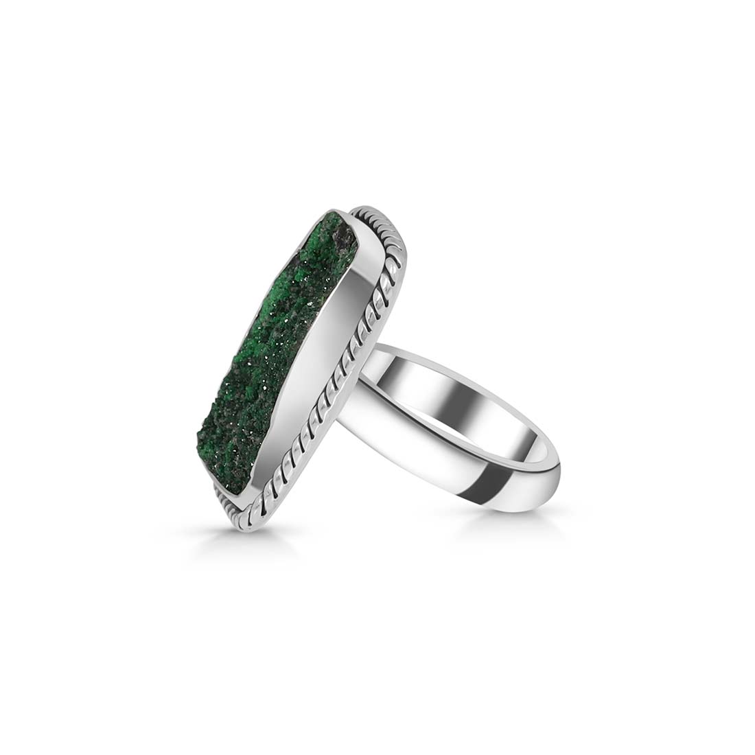 Premium Uvarovite Druzy Adjustable Ring - Ultimate Green Elegance