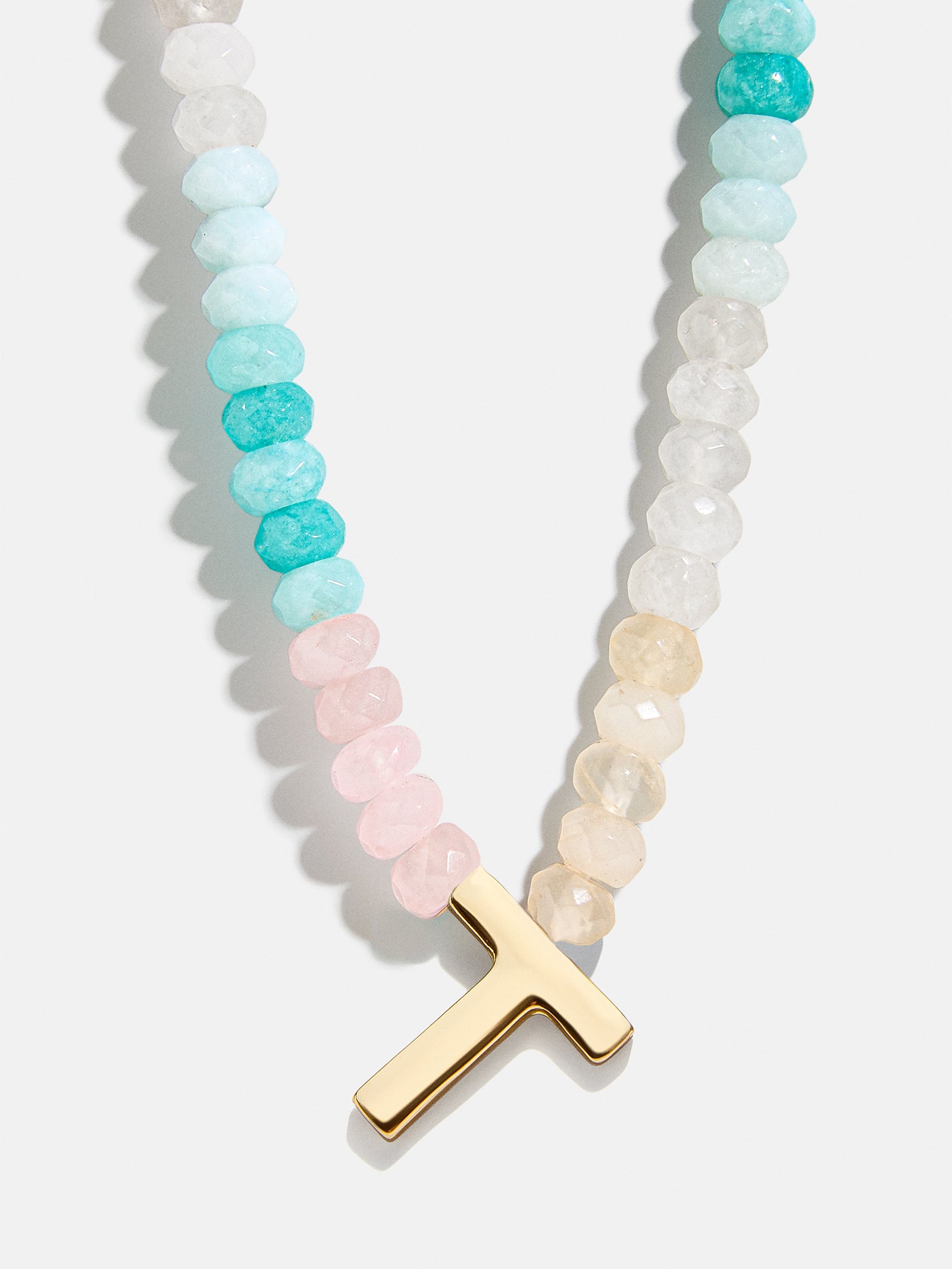 Premium Custom Initial Necklace with Semi-Precious Stones - Light Multi