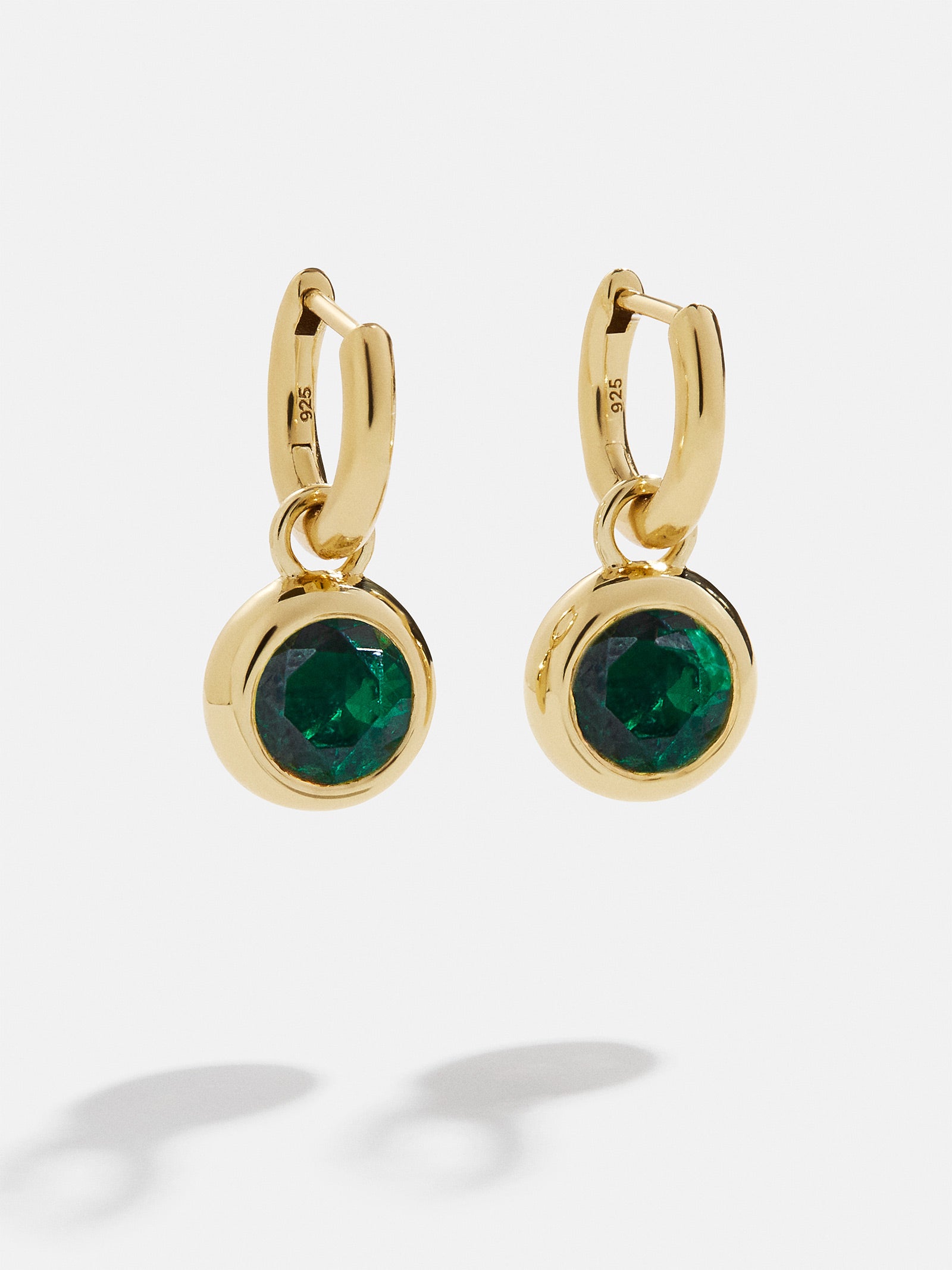 Premium 18K Gold Emerald Birthstone Drop Earrings - Elegant & Personalized