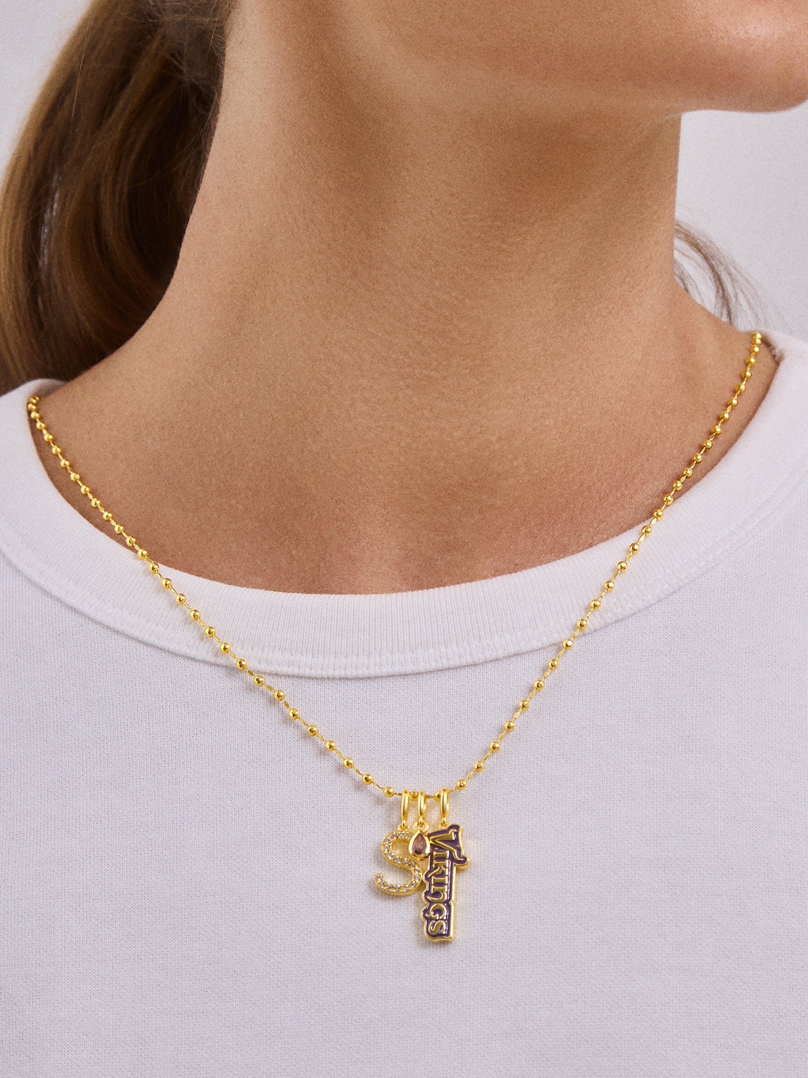 Premium Minnesota Vikings Cluster Charm by Erin Andrews x BaubleBar - Ultimate Fan Jewelry