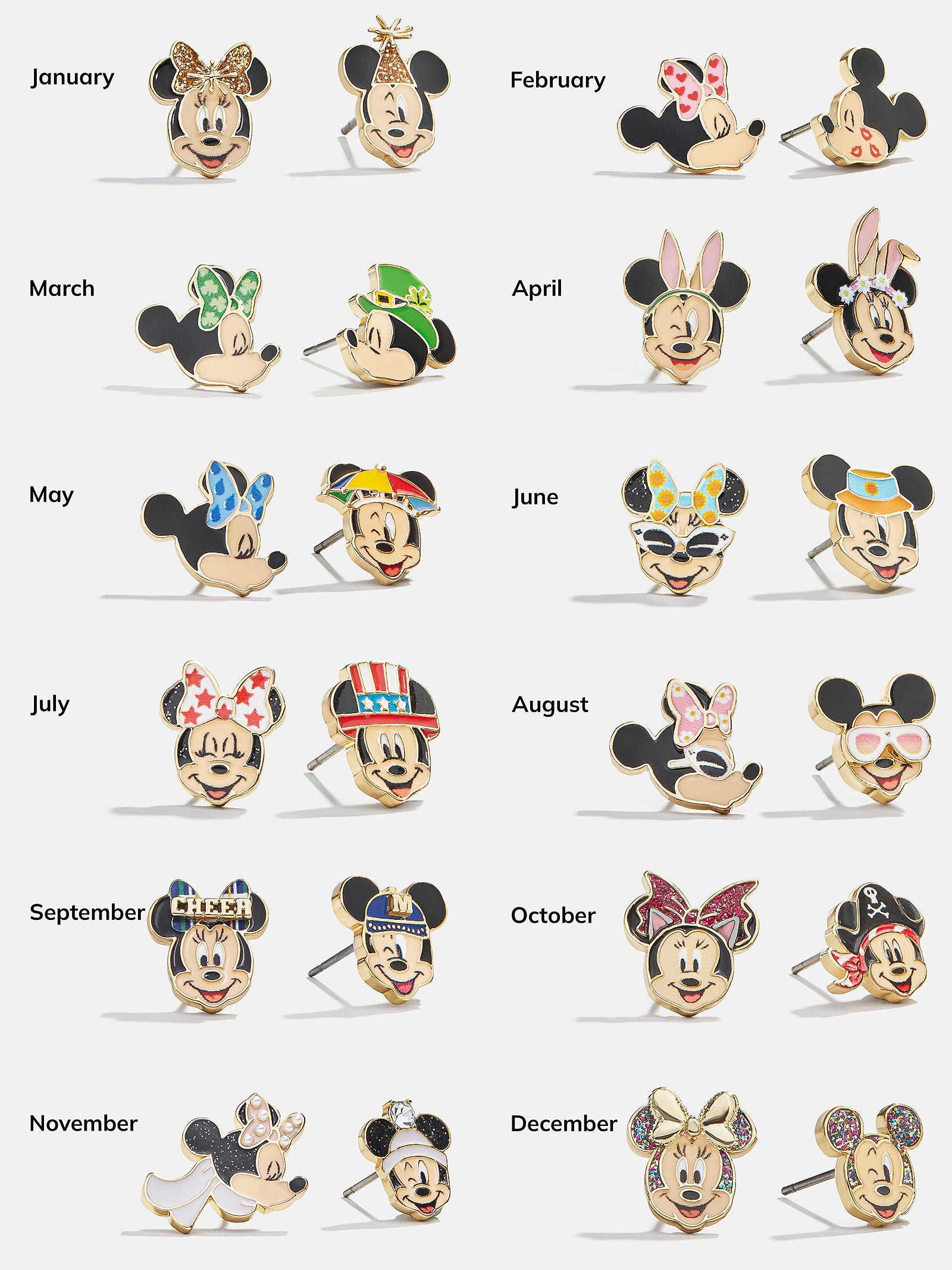 Premium 12-Month Disney Earring Collection - Exclusive Mickey & Minnie Set