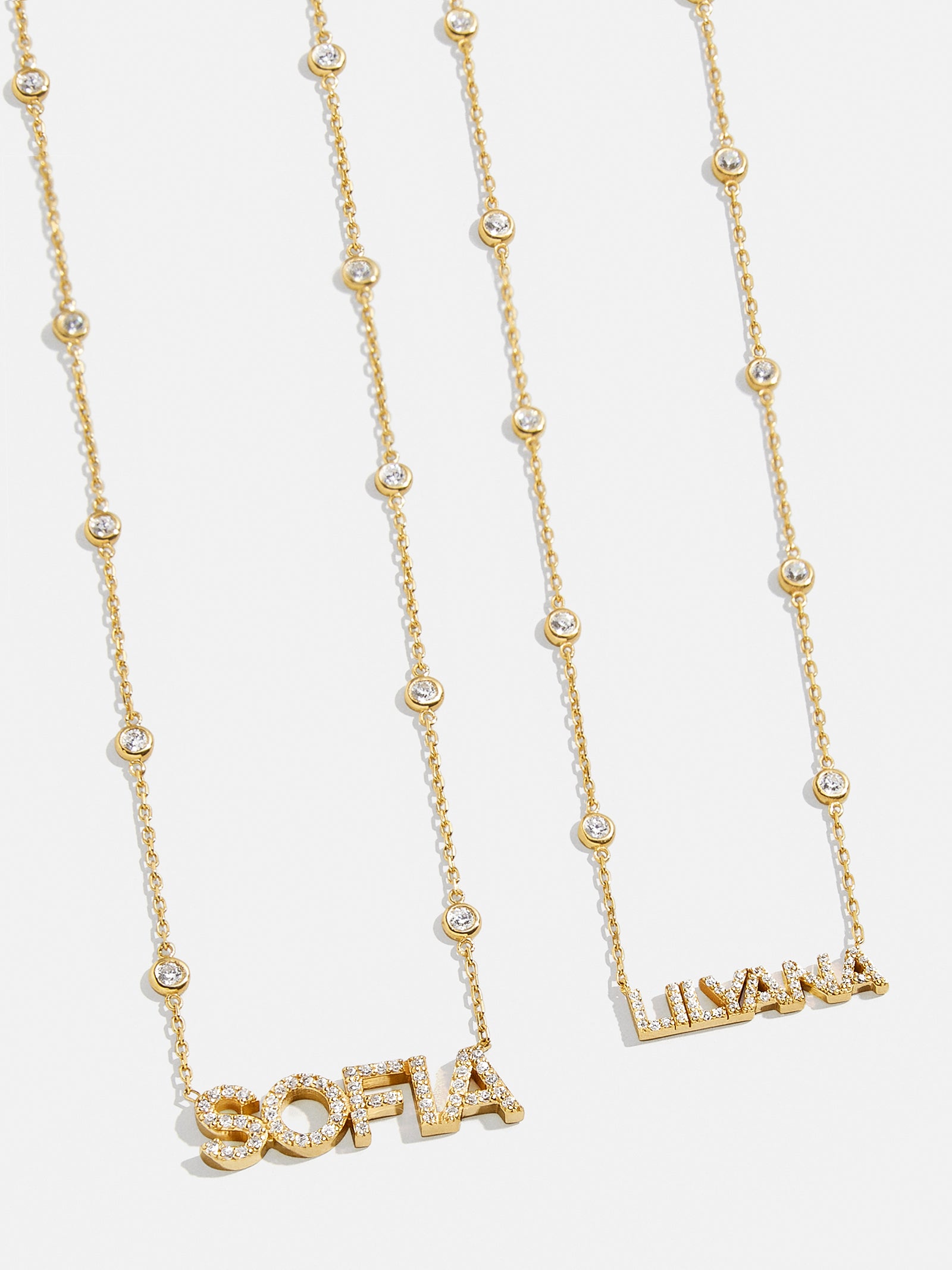 Premium 18K Gold Custom Yasmine Nameplate Necklace - Gold/Pavé