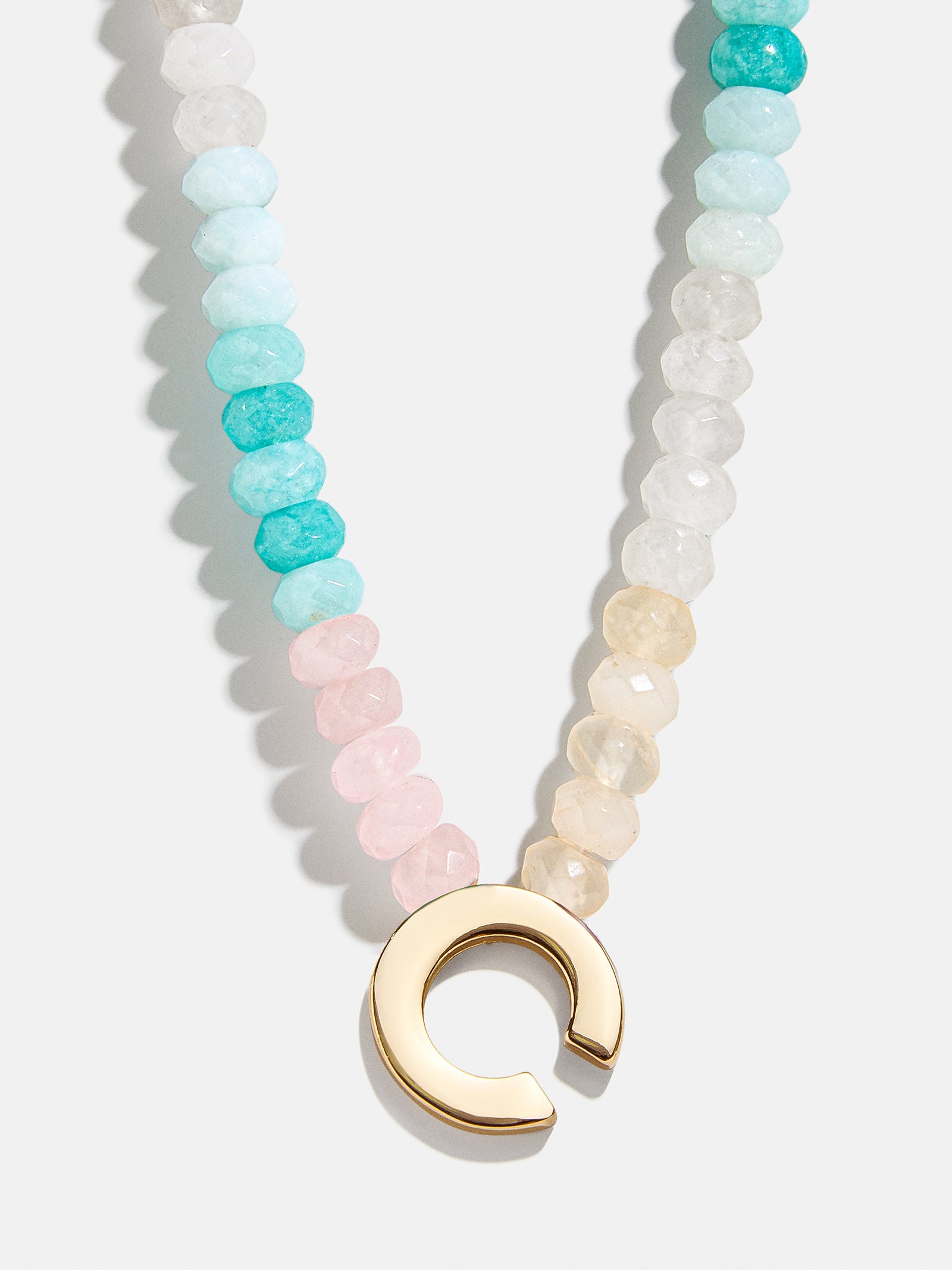 Premium Custom Initial Necklace with Semi-Precious Stones - Light Multi