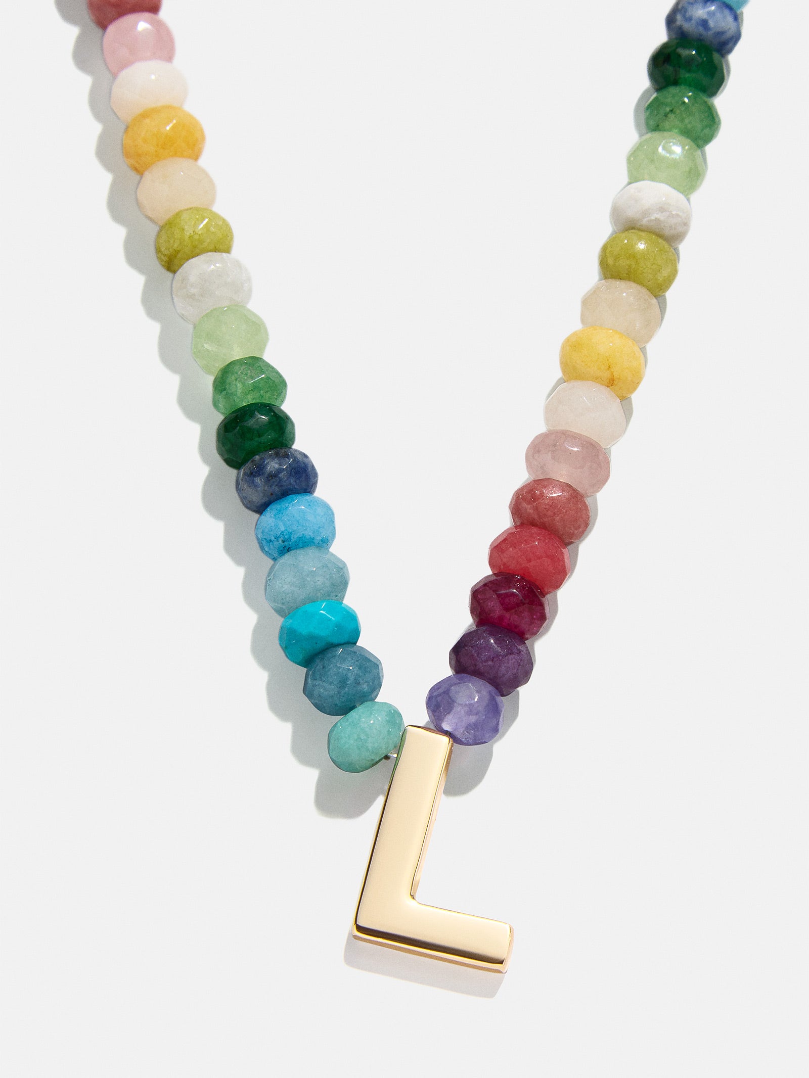 Premium Custom Initial Necklace with Semi-Precious Stones