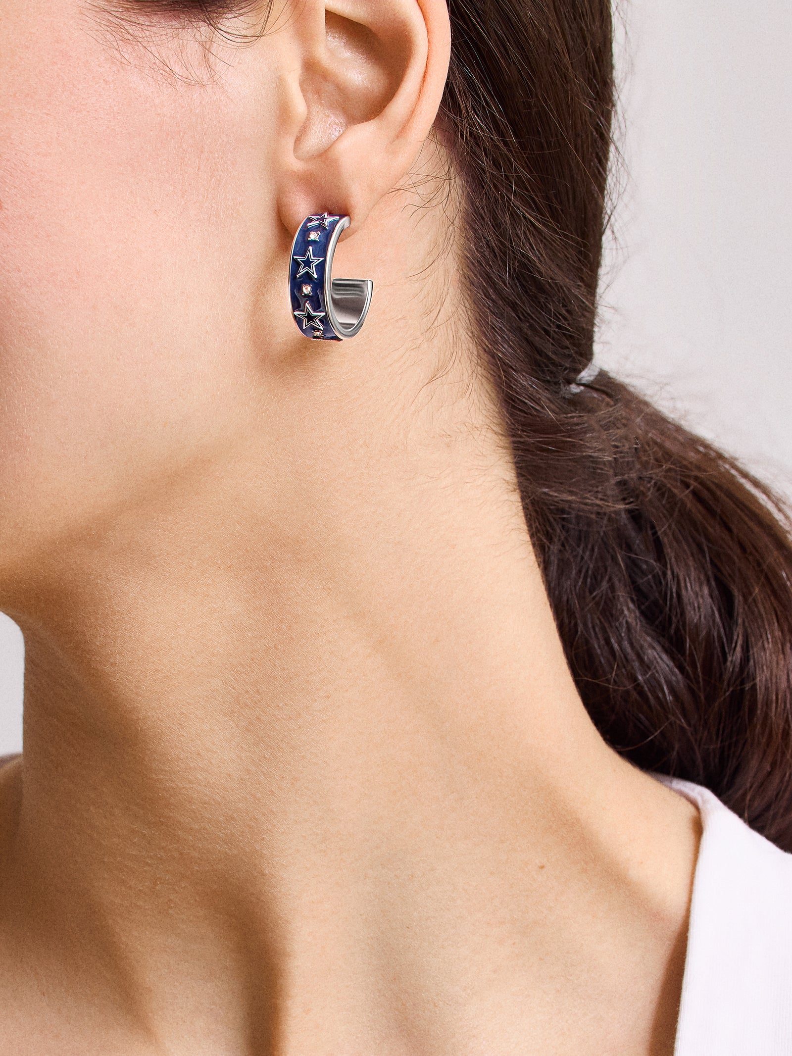 Premium Dallas Cowboys Enamel Hoop Earrings by WEAR x Erin Andrews - Ultimate Team Pride