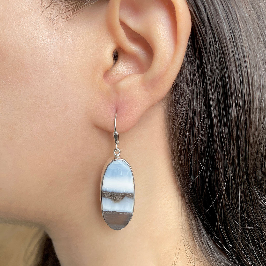 Premium Blue Opal Statement Earrings - BLO-E-22