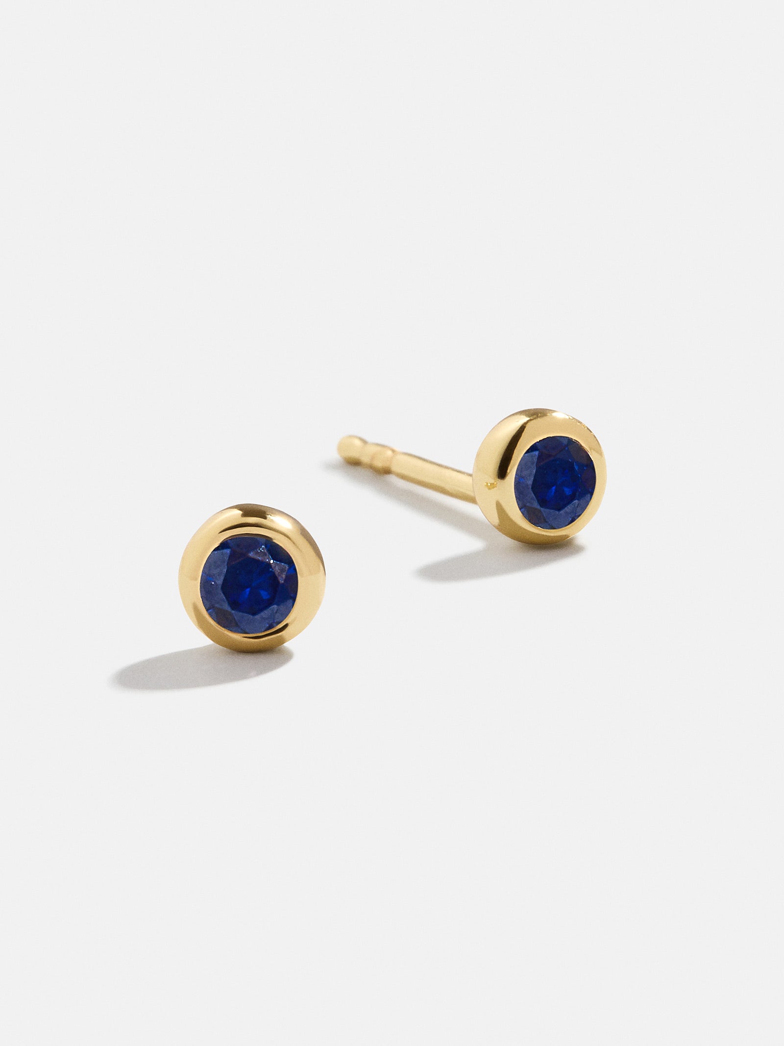 Premium 18K Gold Birthstone Stud Earrings - Sapphire