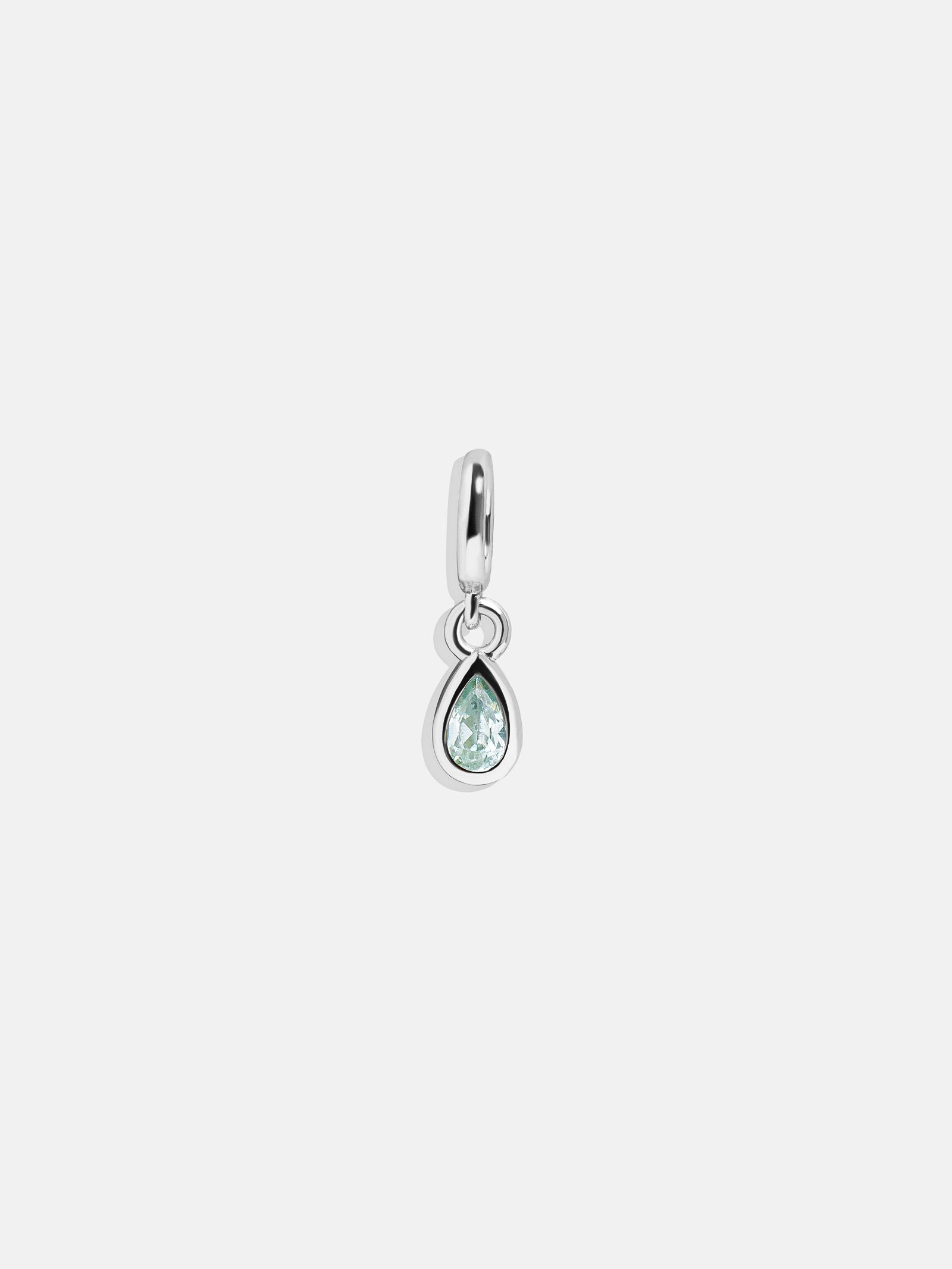 Premium Silver Birthstone Charm Necklace - Aquamarine