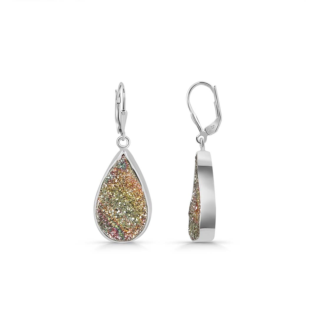 Premium Spectropyrite Druzy Earrings - Sparkling Elegance (SPD-E-14)