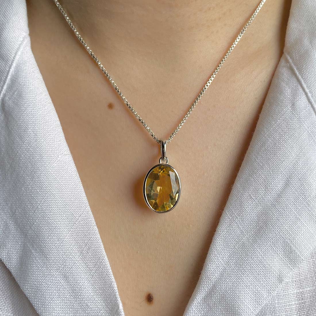 Premium Citrine Pendant - Elegant 925 Sterling Silver Jewelry