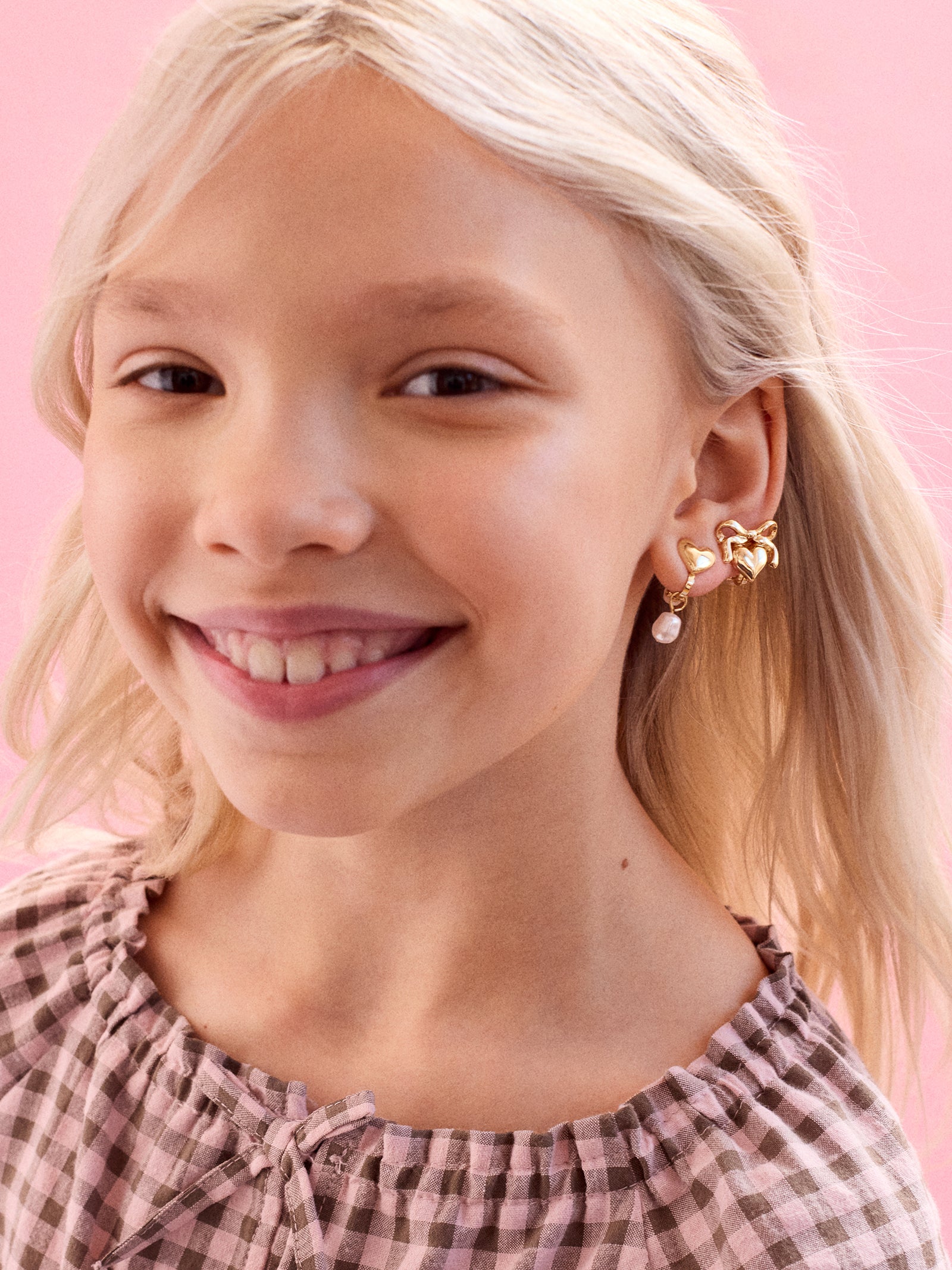 Premium Little Romantic Clip-On Earrings for Kids - Heart & Pearl Set