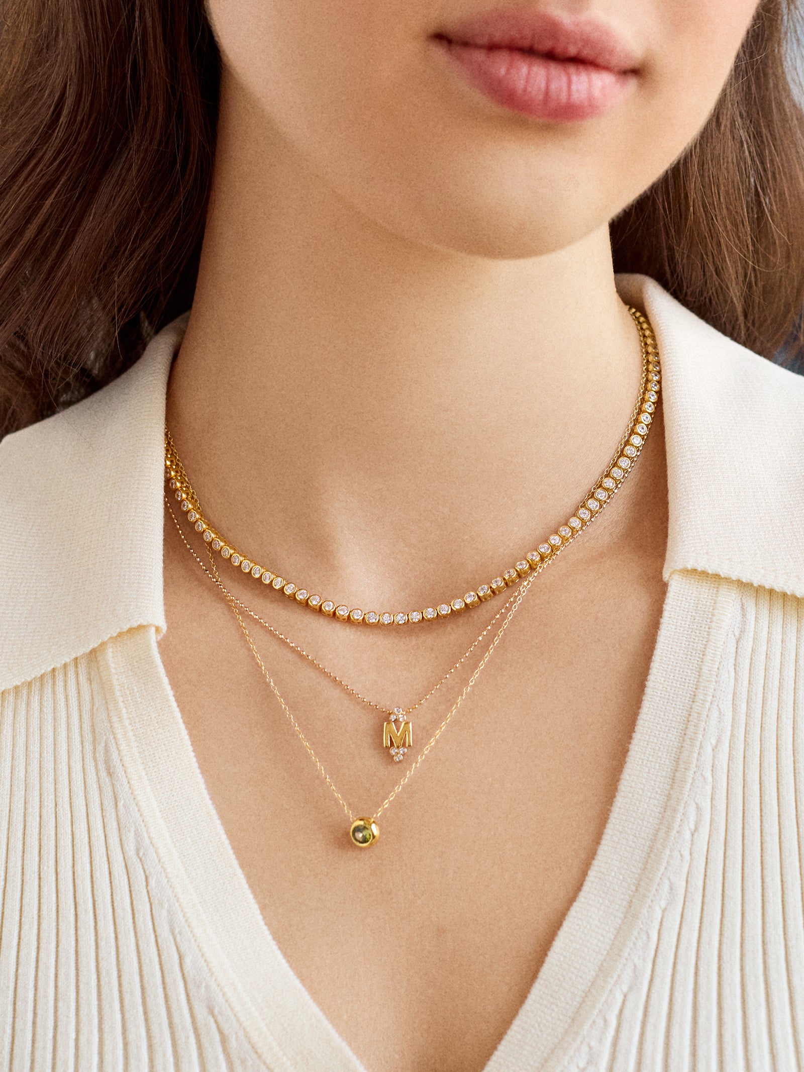 Premium Initial Triad Necklace - Gold & Pavé