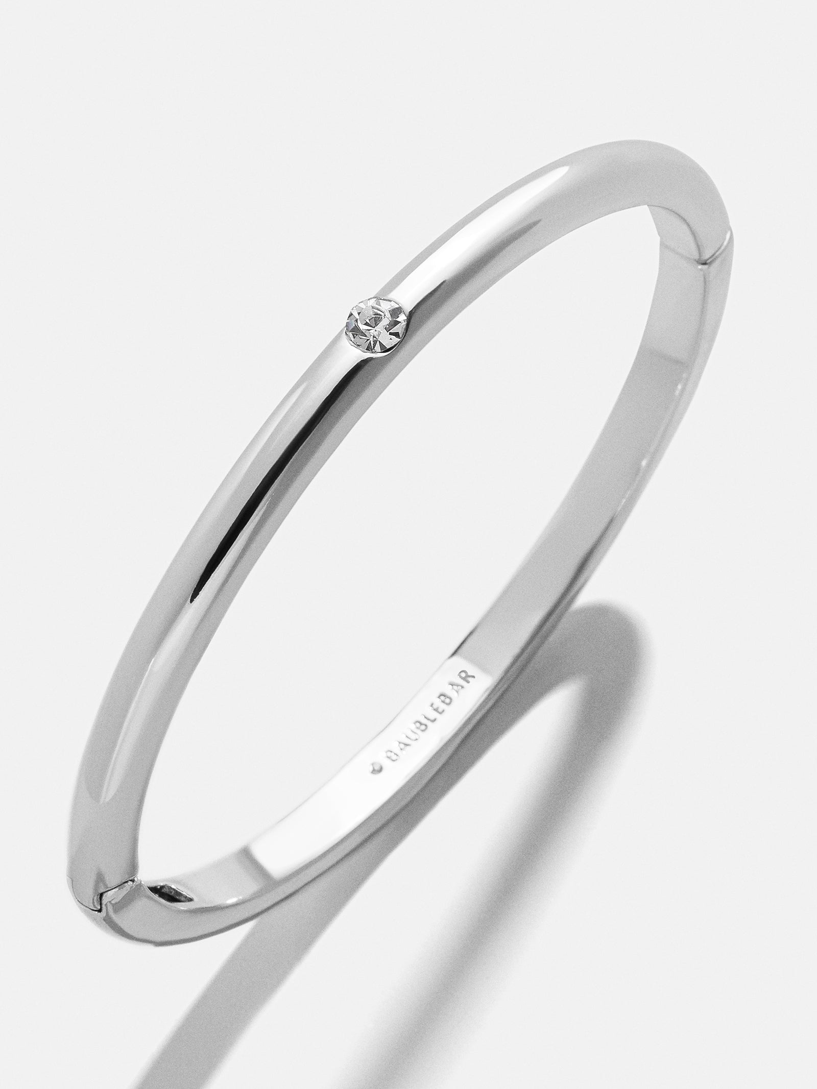 Nadia Premium Hinge Bangle - Sleek Silver Bezel Bracelet