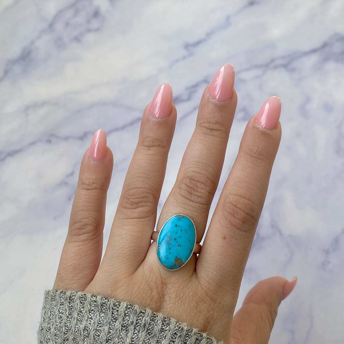 Premium Turquoise Adjustable Ring - TRQ-R-211 | Sagacia Jewelry