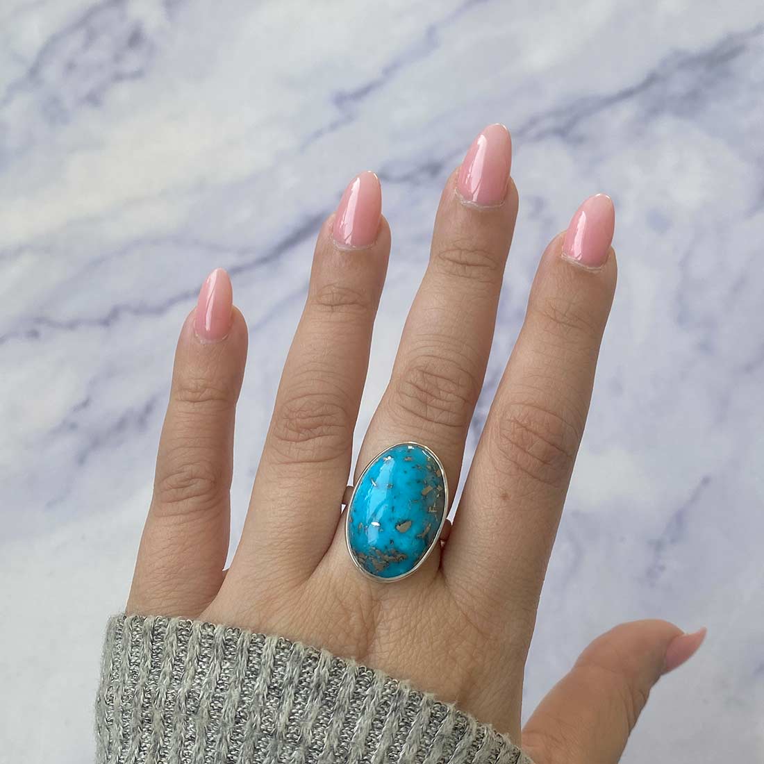 Premium Turquoise Statement Ring - Adjustable Design (TRQ-R-169)