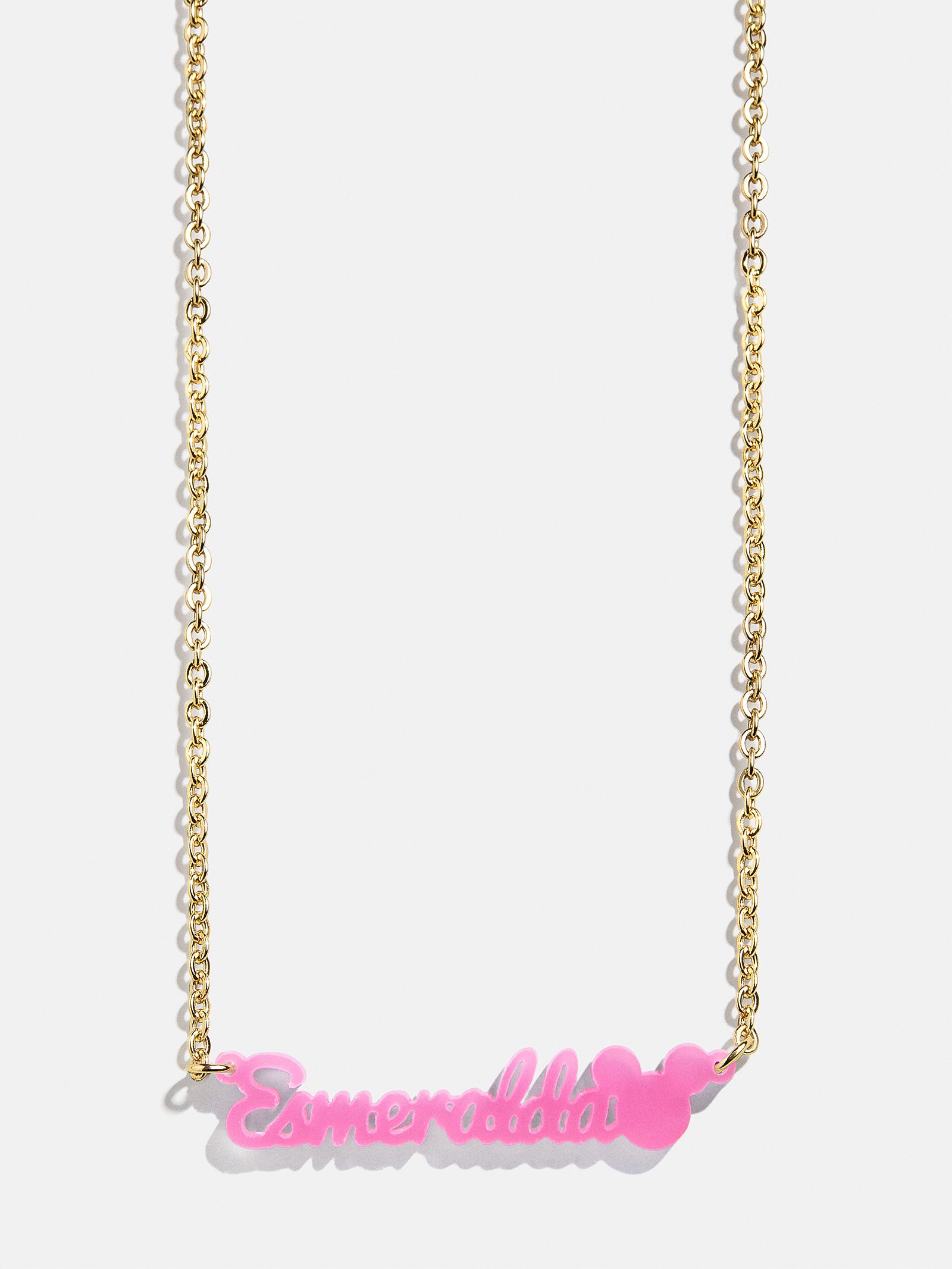 Premium Disney Mickey Mouse Custom Acrylic Nameplate Necklace - Translucent Magenta