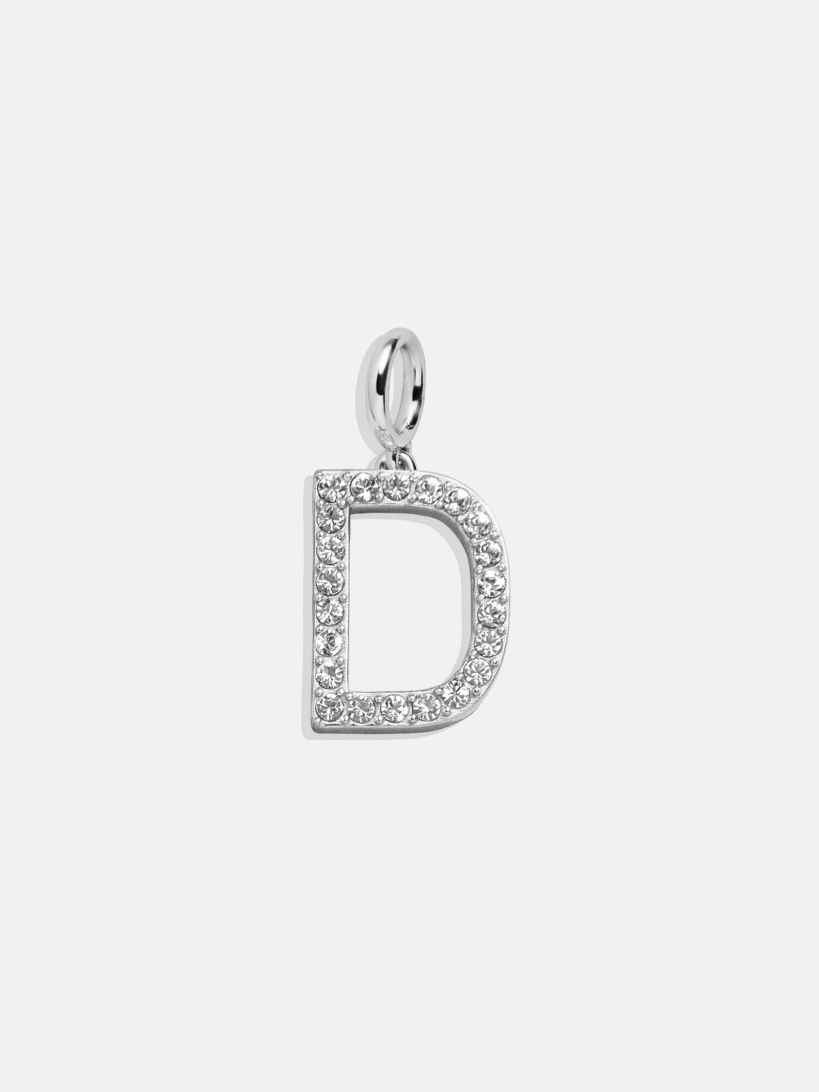 Premium Silver Pave Initial Cluster Charm Necklace - Design D