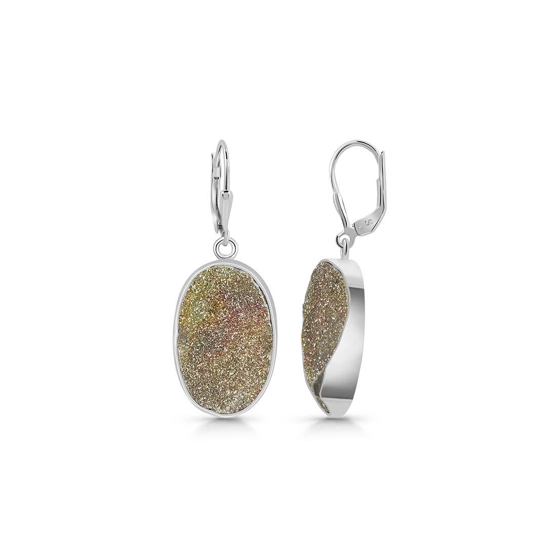 Premium Spectropyrite Druzy Earrings - Bold Statement Jewelry (SPD-E-23)