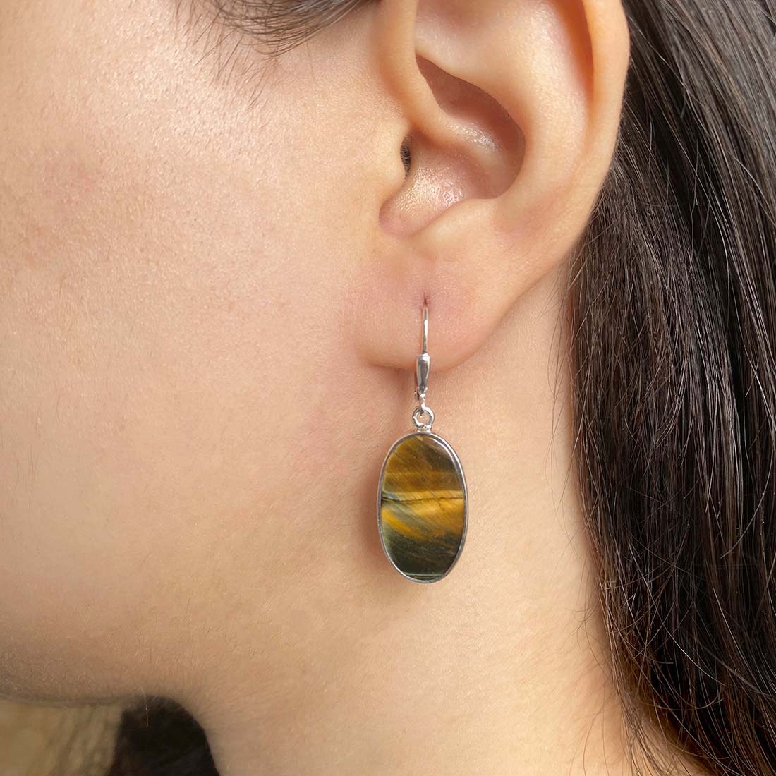 Premium Blue Tiger Eye Statement Earrings - Sagacia Jewelry